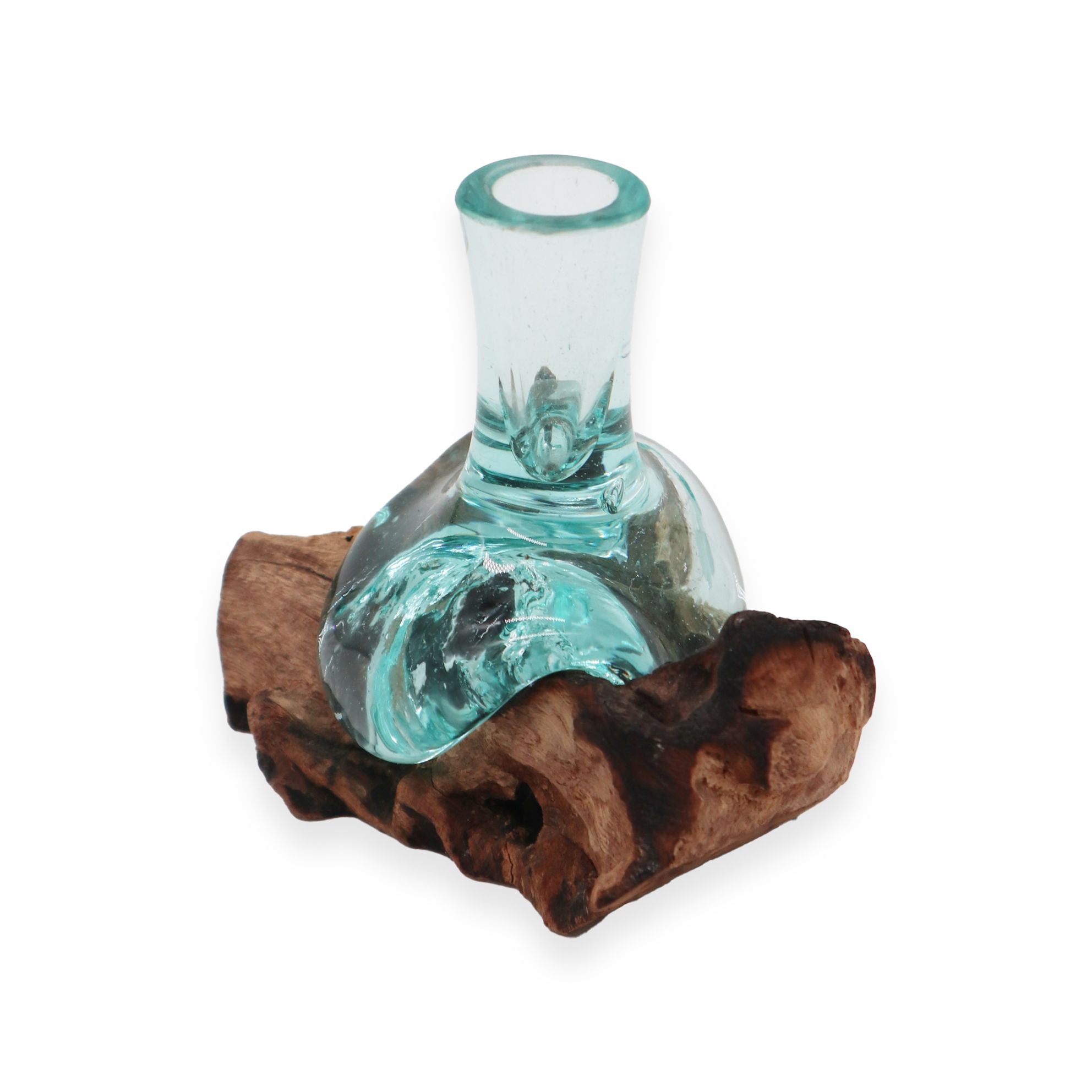 Molton Glass Small Flower Vase on Wood for Home Decor Style