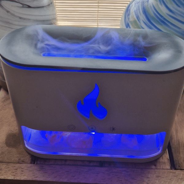 White Blaze Aroma Diffuser with Himalayan Salt Chamber Flame Effect