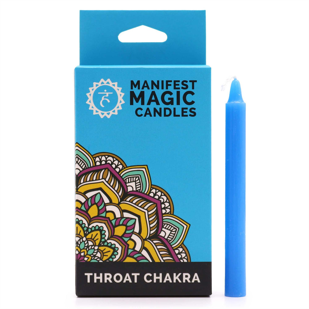 Manifest Magic Candles Pack of 12 for Throat Chakra in Blue