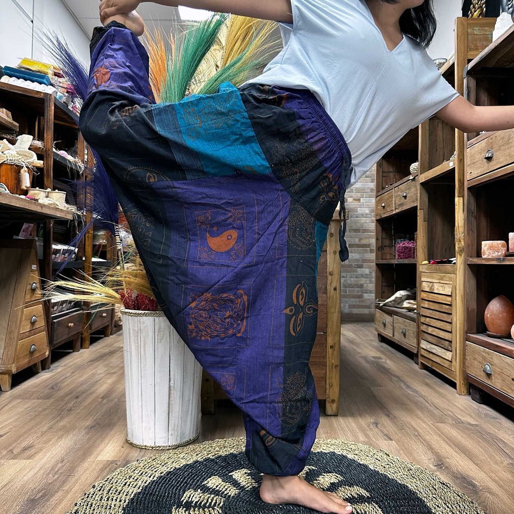 Aladdin Yoga and Festival Pants with Himalayan Print on Purple