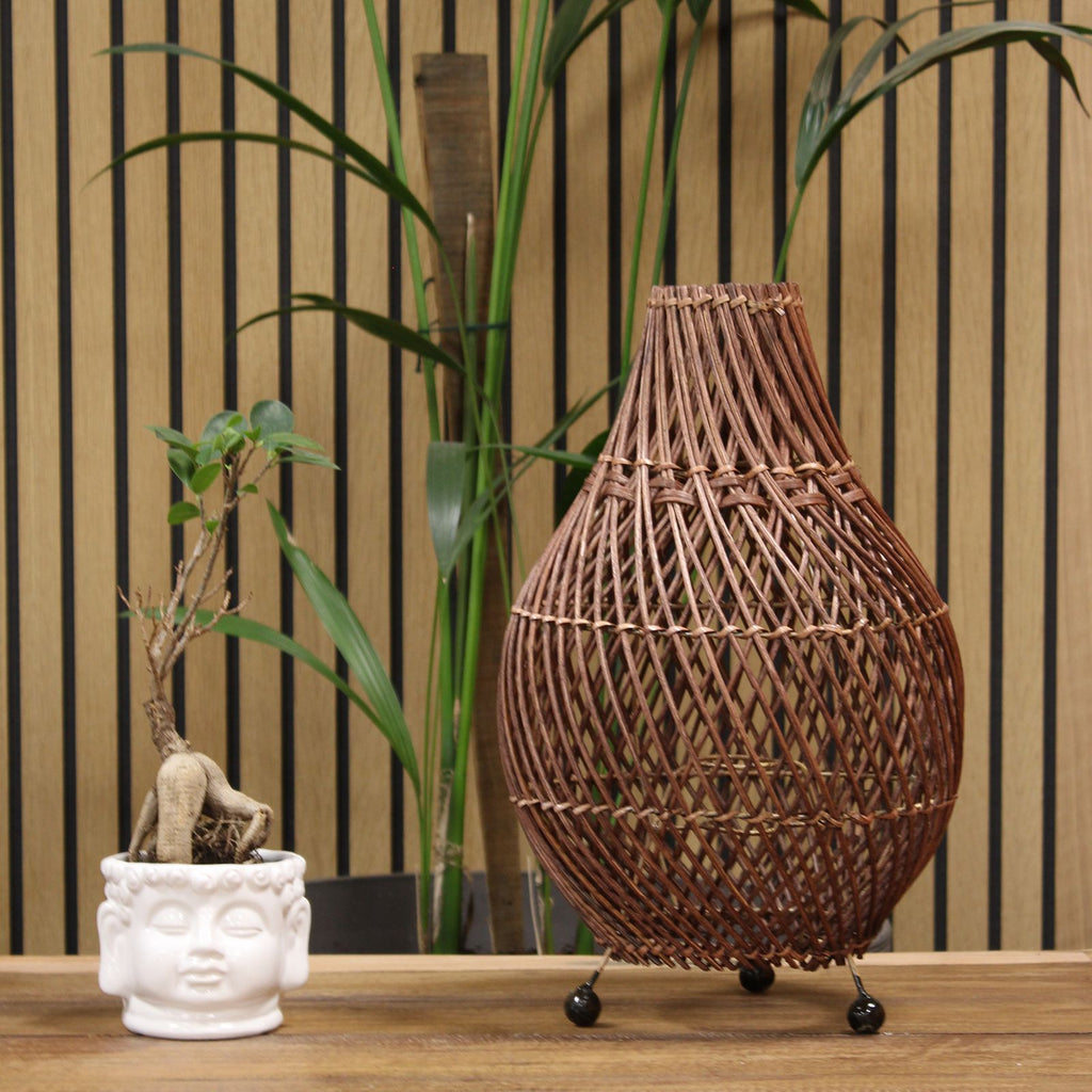 Rattan Table Lamps in Dark Brown for Unique Home Decor Styles