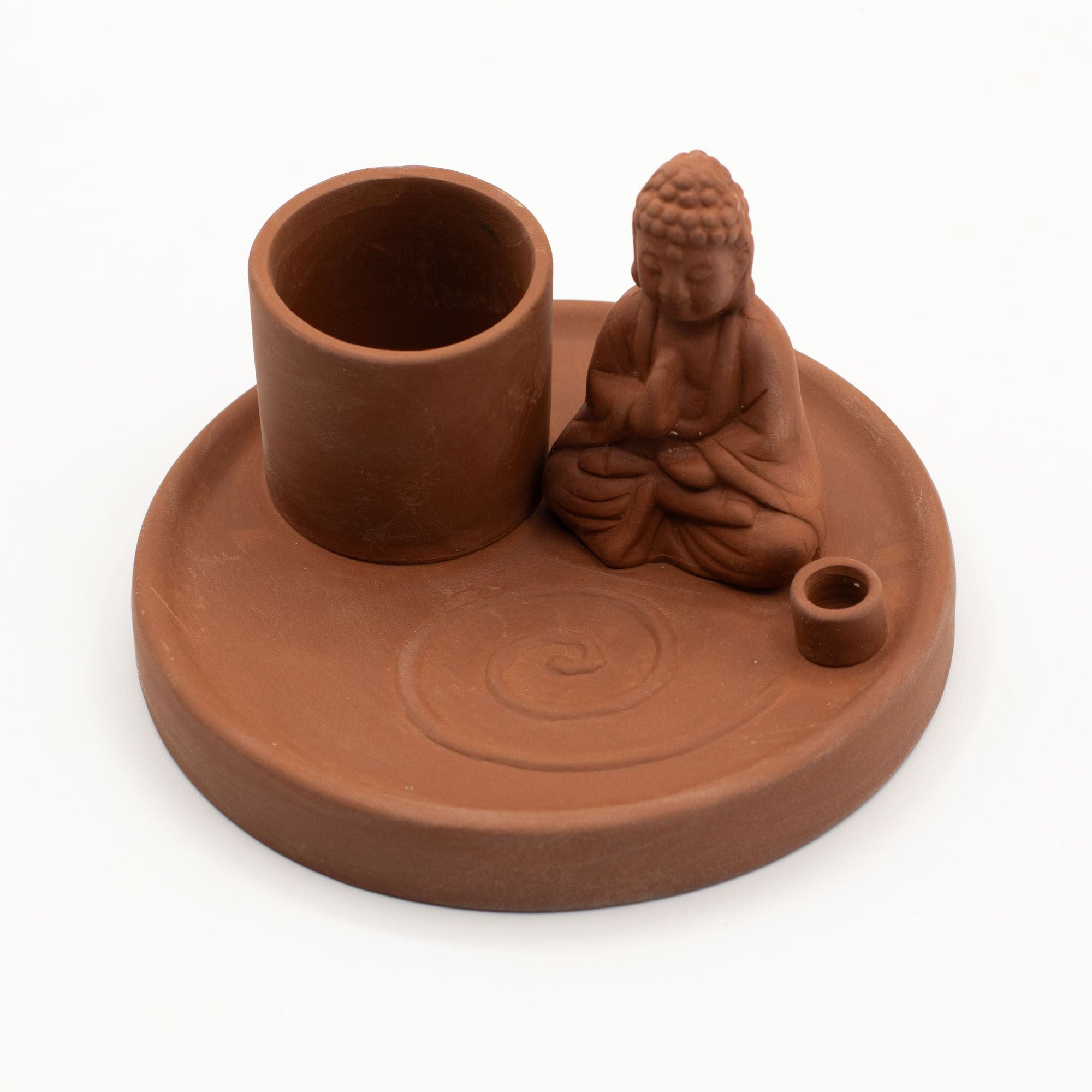 Multi Purpose Buddha Incense Plate with Natural Terracotta Design
