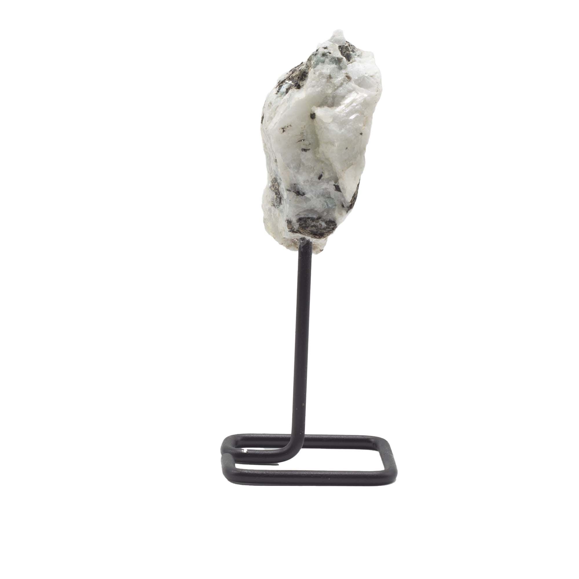 Rainbow Moonstone Mineral Specimen on Metal Stand for Display