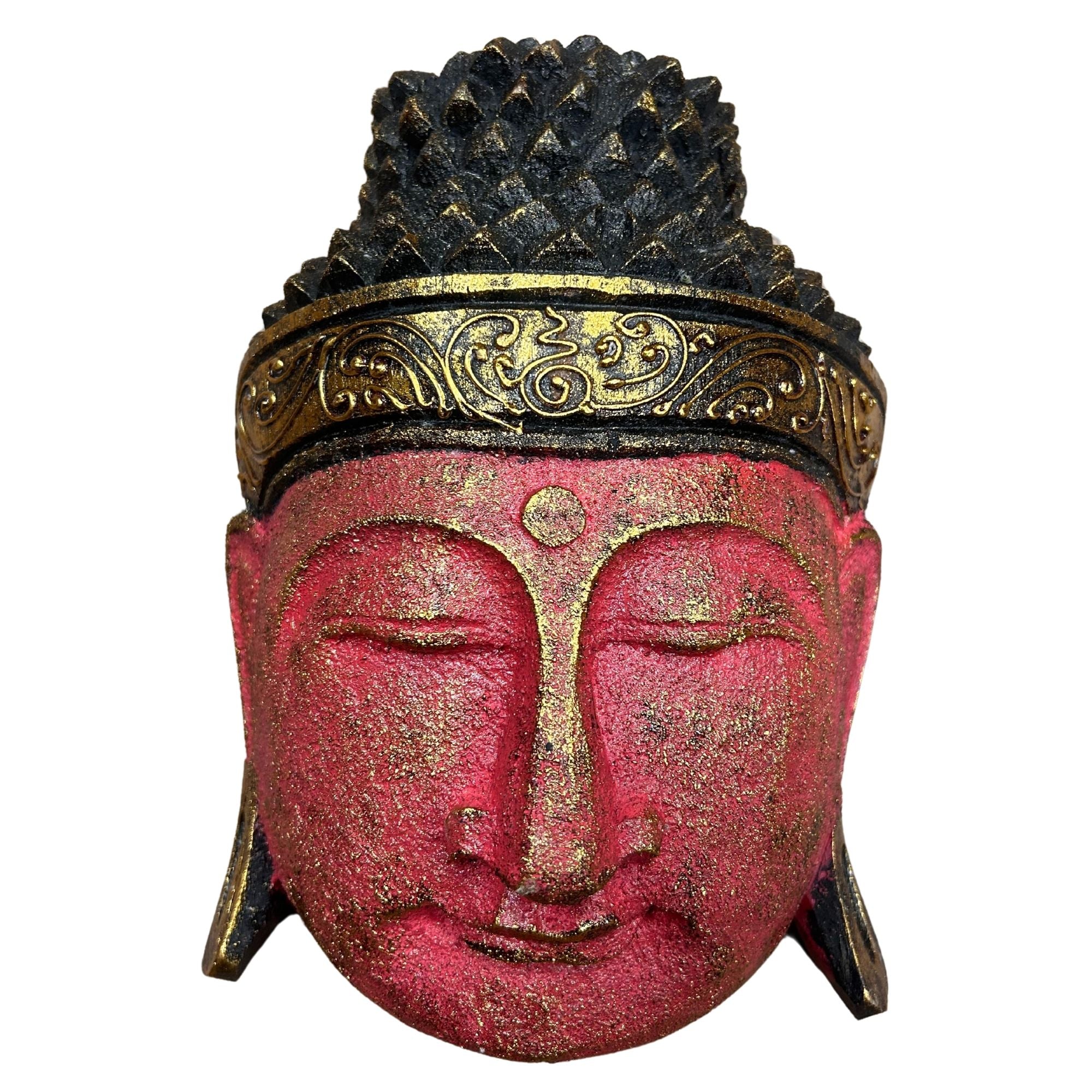 Home Decoration Buddha Head 25cm Red Shine Finish for Display