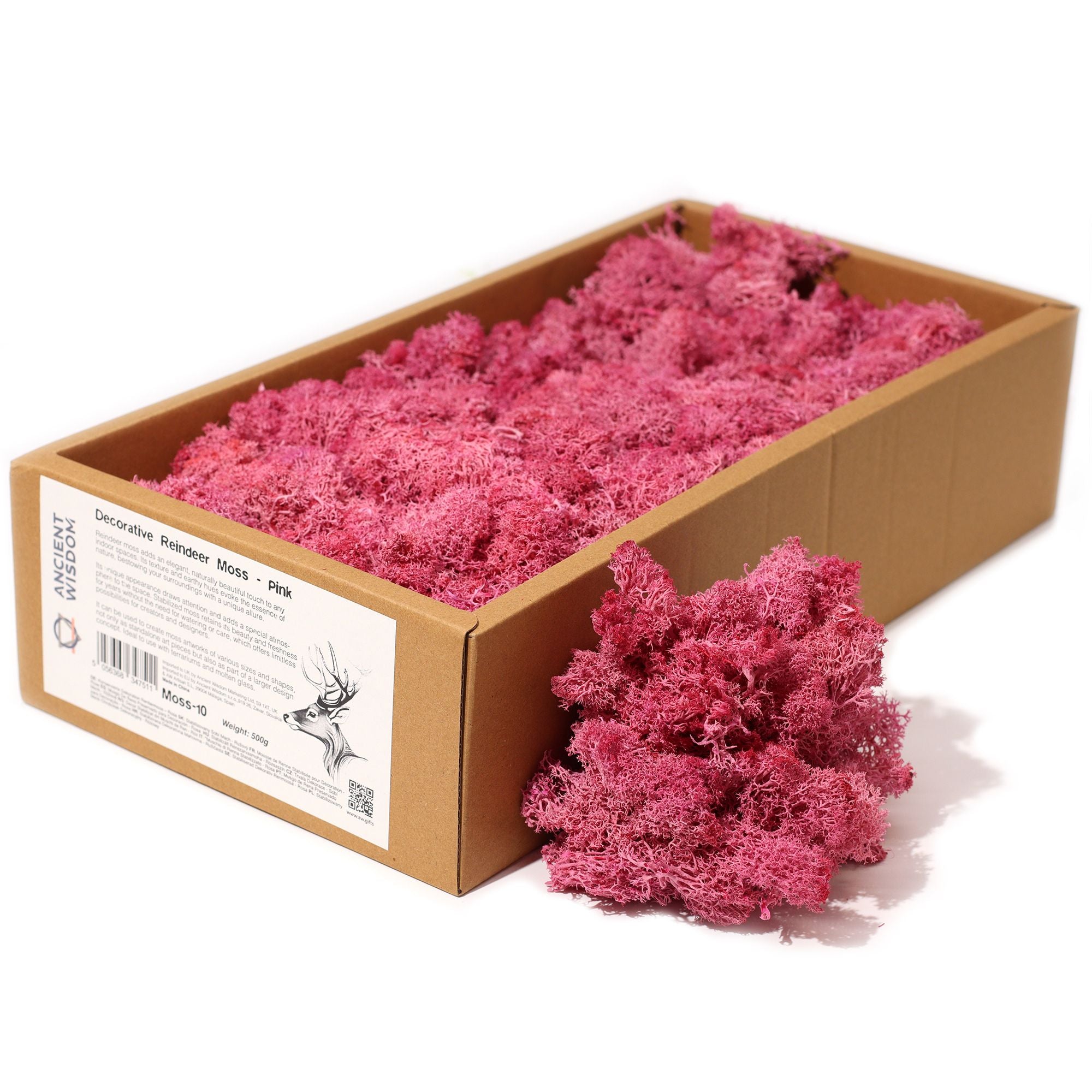 Pink Decorative Reindeer Moss for Floral Arrangements and Crafts