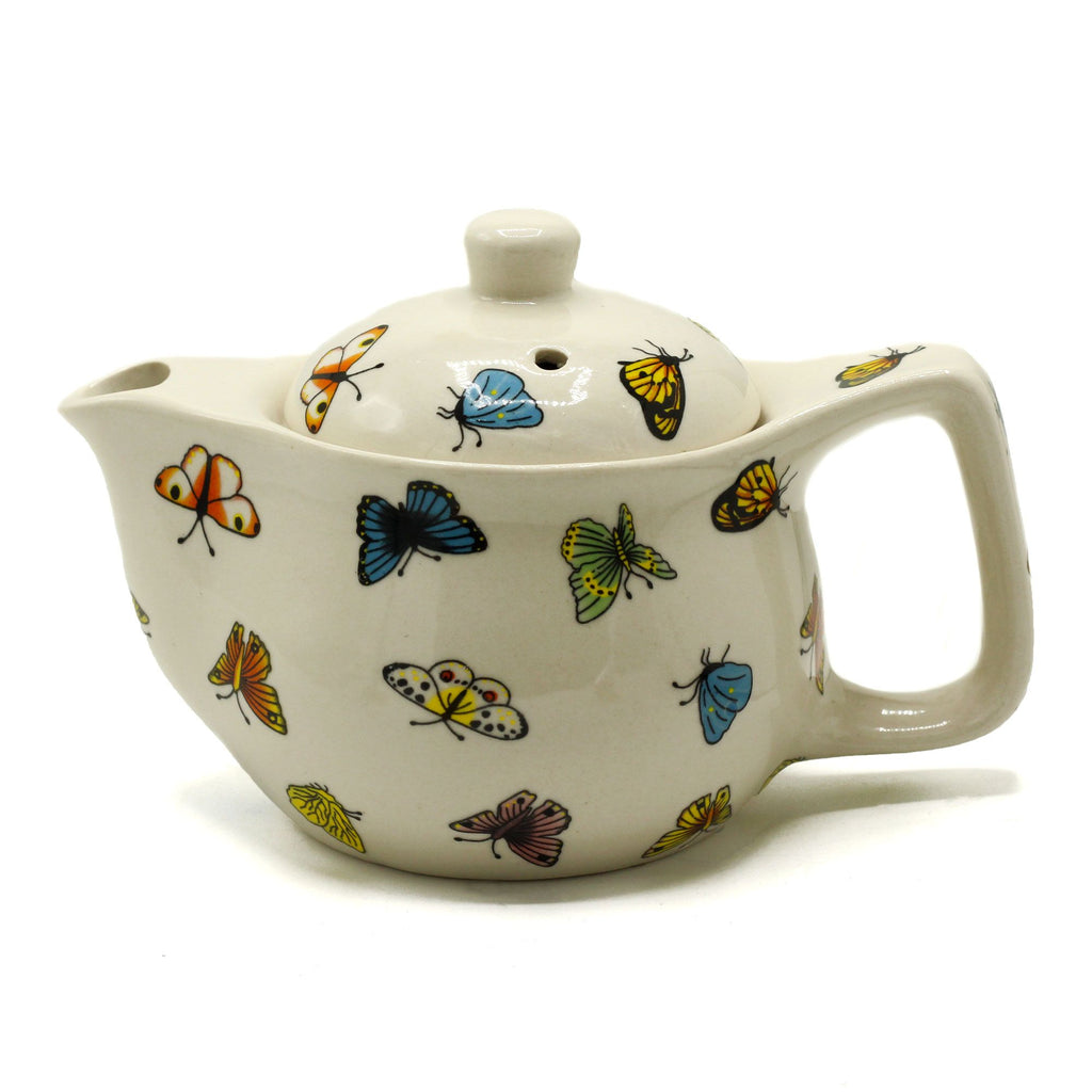 Small Herbal Teapot with Butterflies for Charming Tea Moments