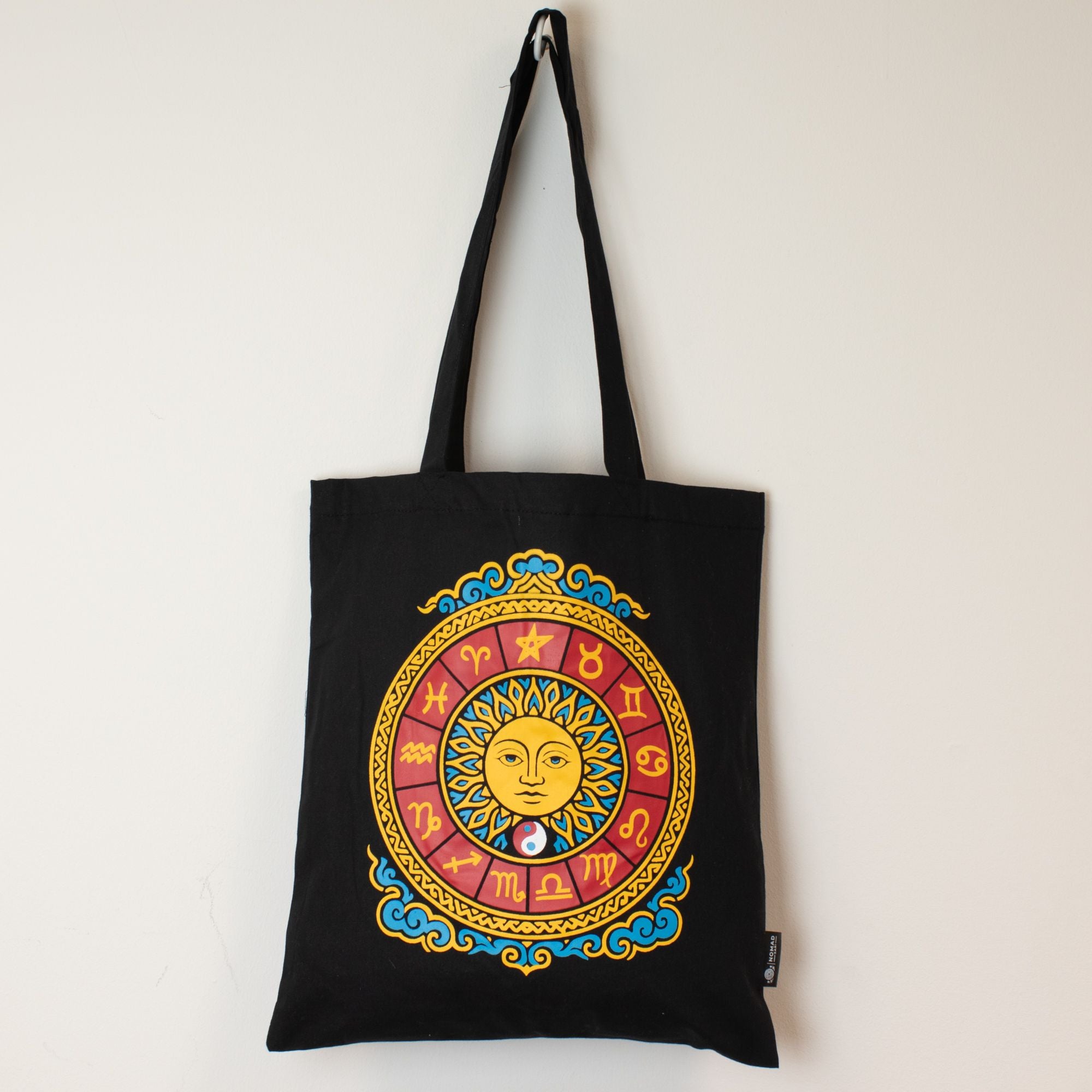 Zodiac Sun Black Tote Bag with Iconic Classic Design for Daily Use