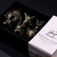 Gift Set of 6 Shot Glasses (50ml) - Wild Forest Creatures - Antique Bronze
