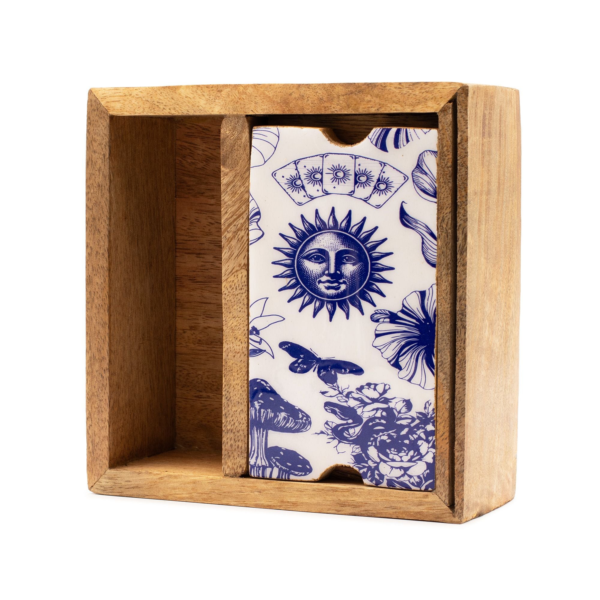 Two Section Tarot Box with Card Holder for Spiritual Practice