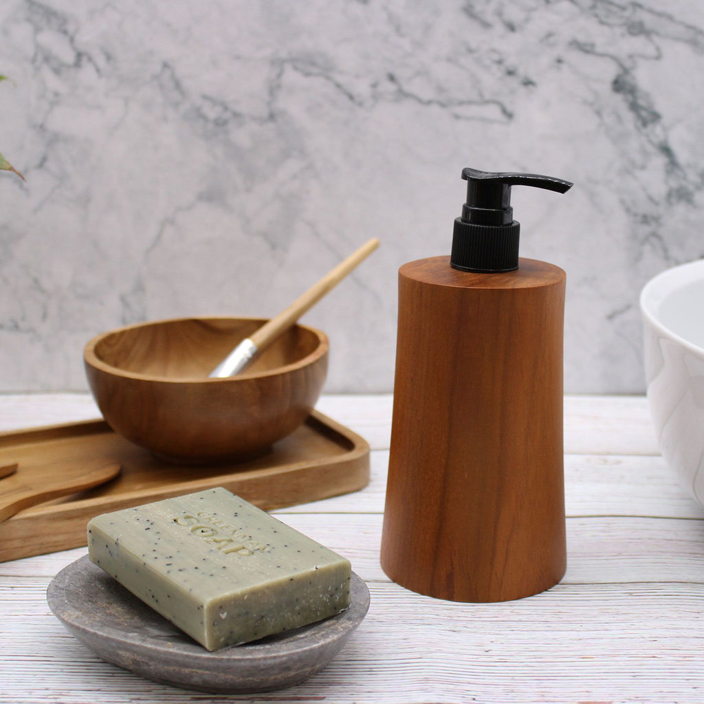 Natural Teakwood Soap Dispenser Taper for Elegant Home Decor