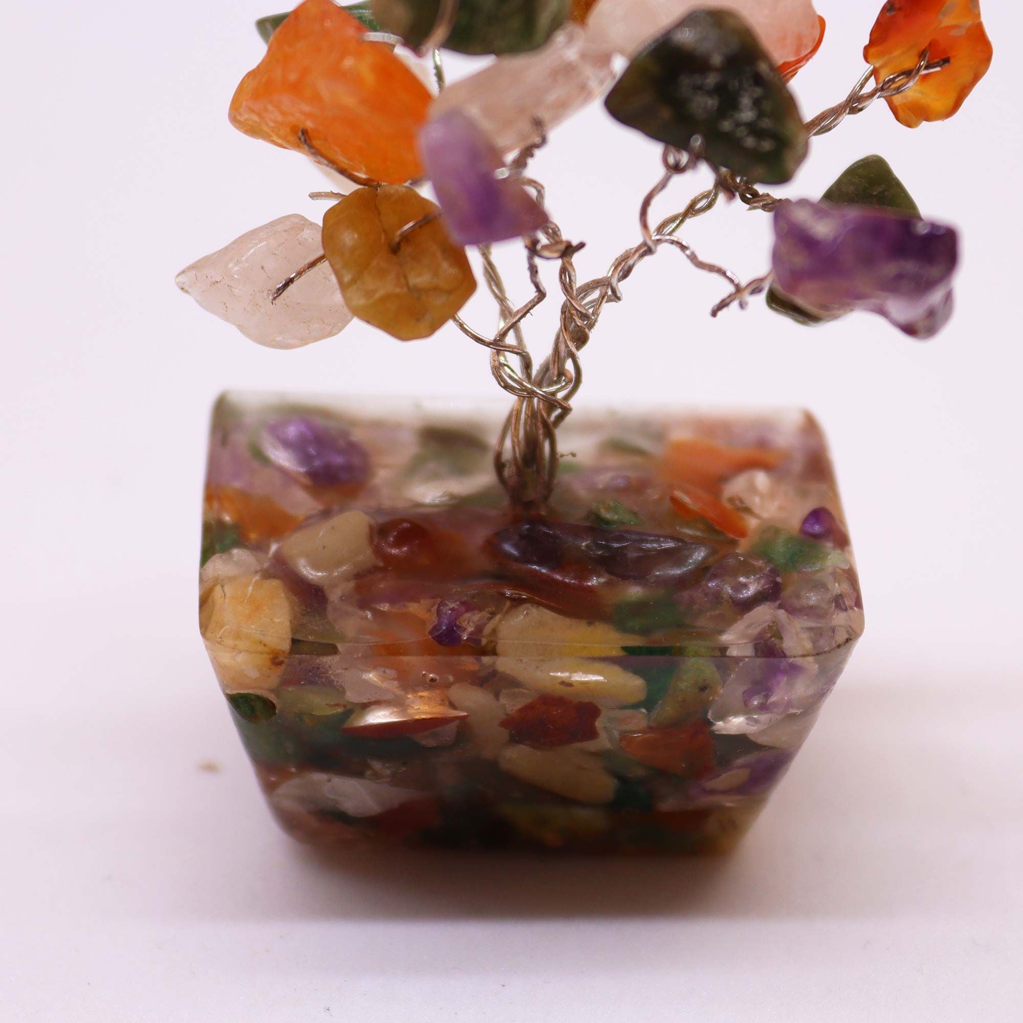 Mini Gemstone Tree on Orgonite Base with 15 Beautiful Stones