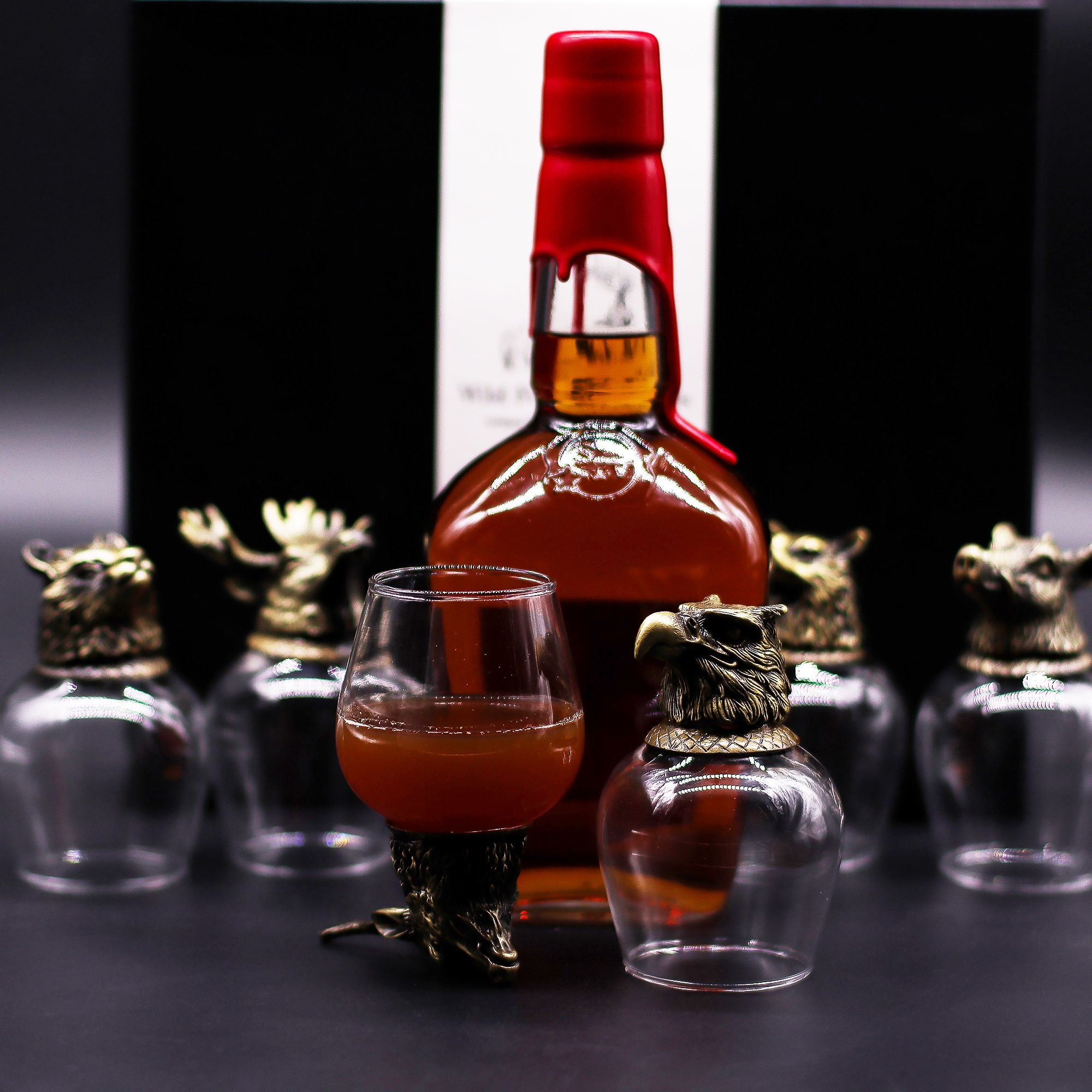Gift Set of 6 Wild Forest Creatures Glasses in Antique Bronze