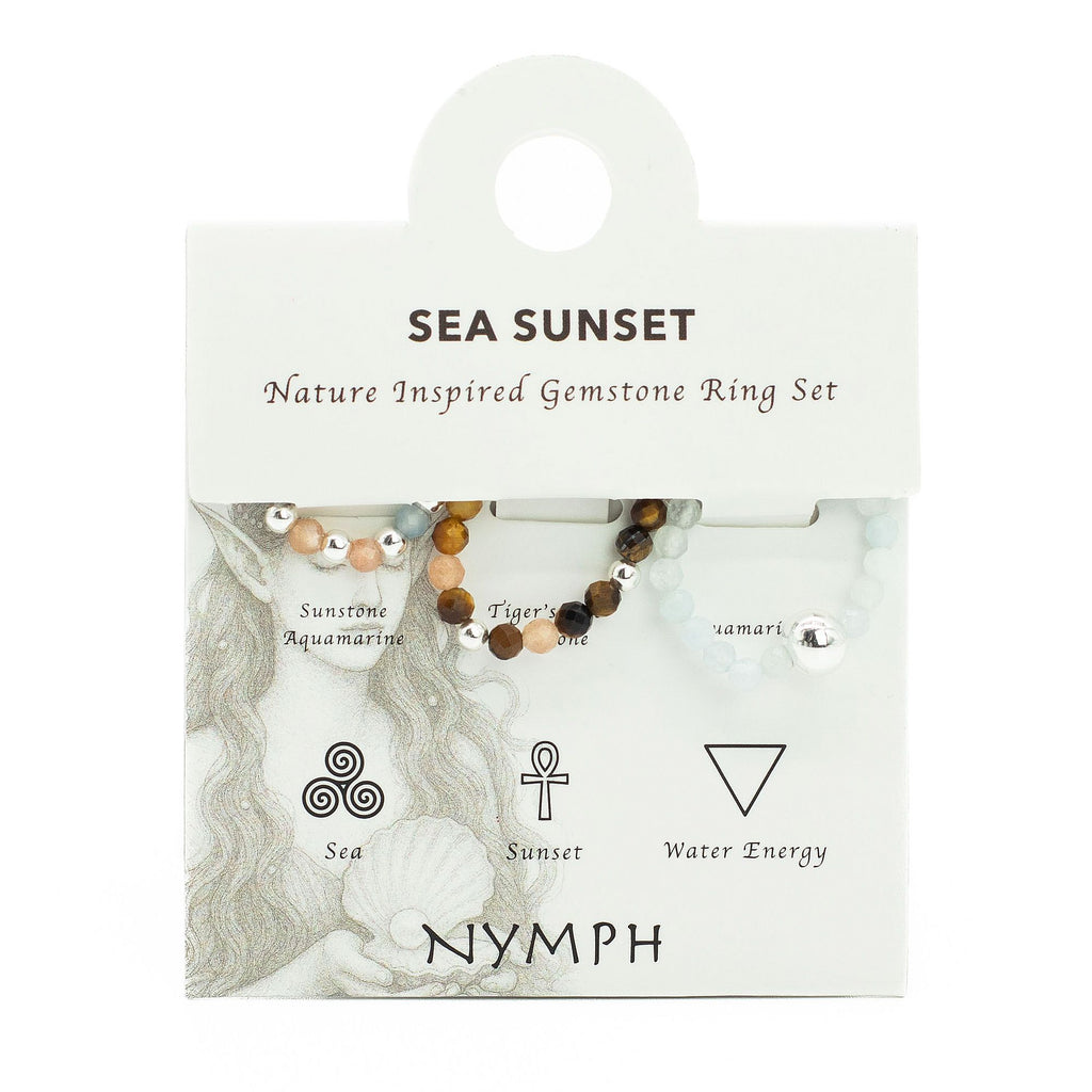 Nymph Spirit Gemstone Ring Set Sea Sunset for Versatile Styling