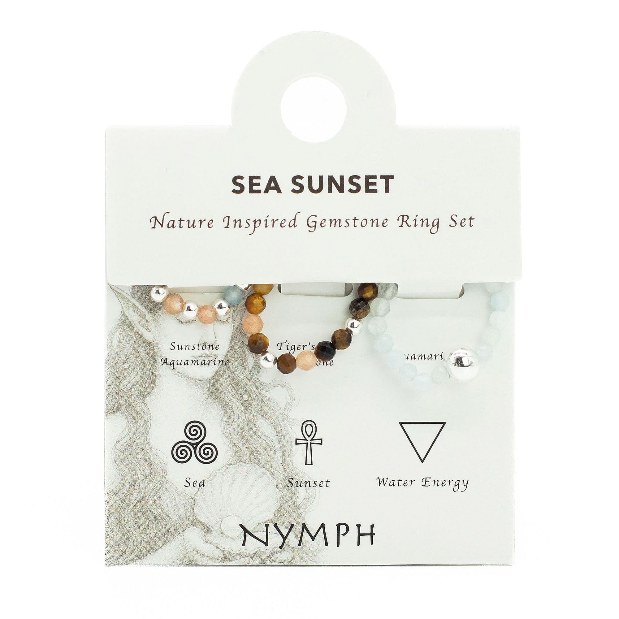 Nymph Spirit Gemstone Ring Set Sea Sunset for Versatile Styling