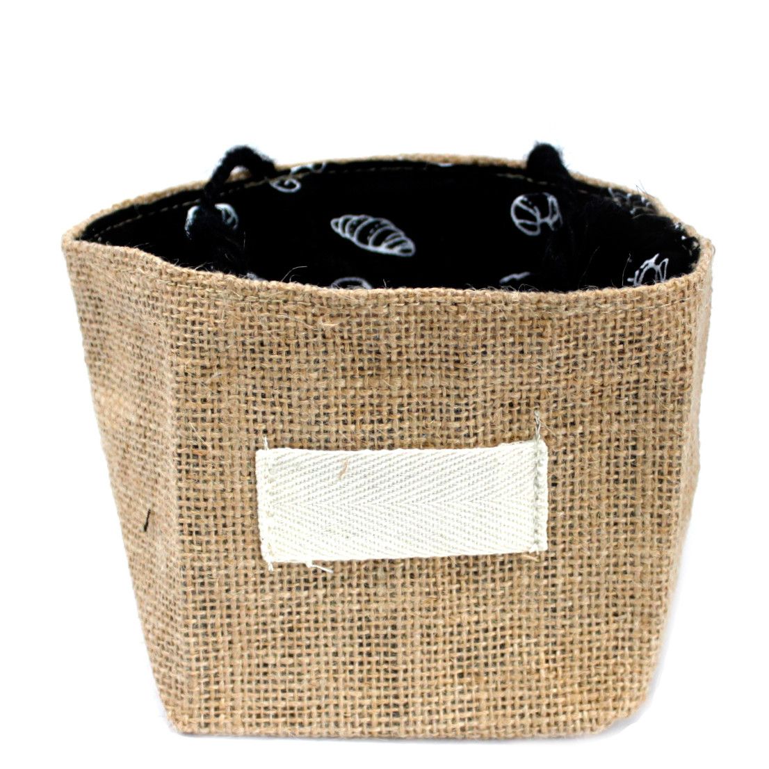 Natural Jute Cotton Gift Bag with Elegant Black Lining Medium