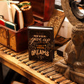 Leather Printed Notebook with Never Give Up On Your Dreams Quote