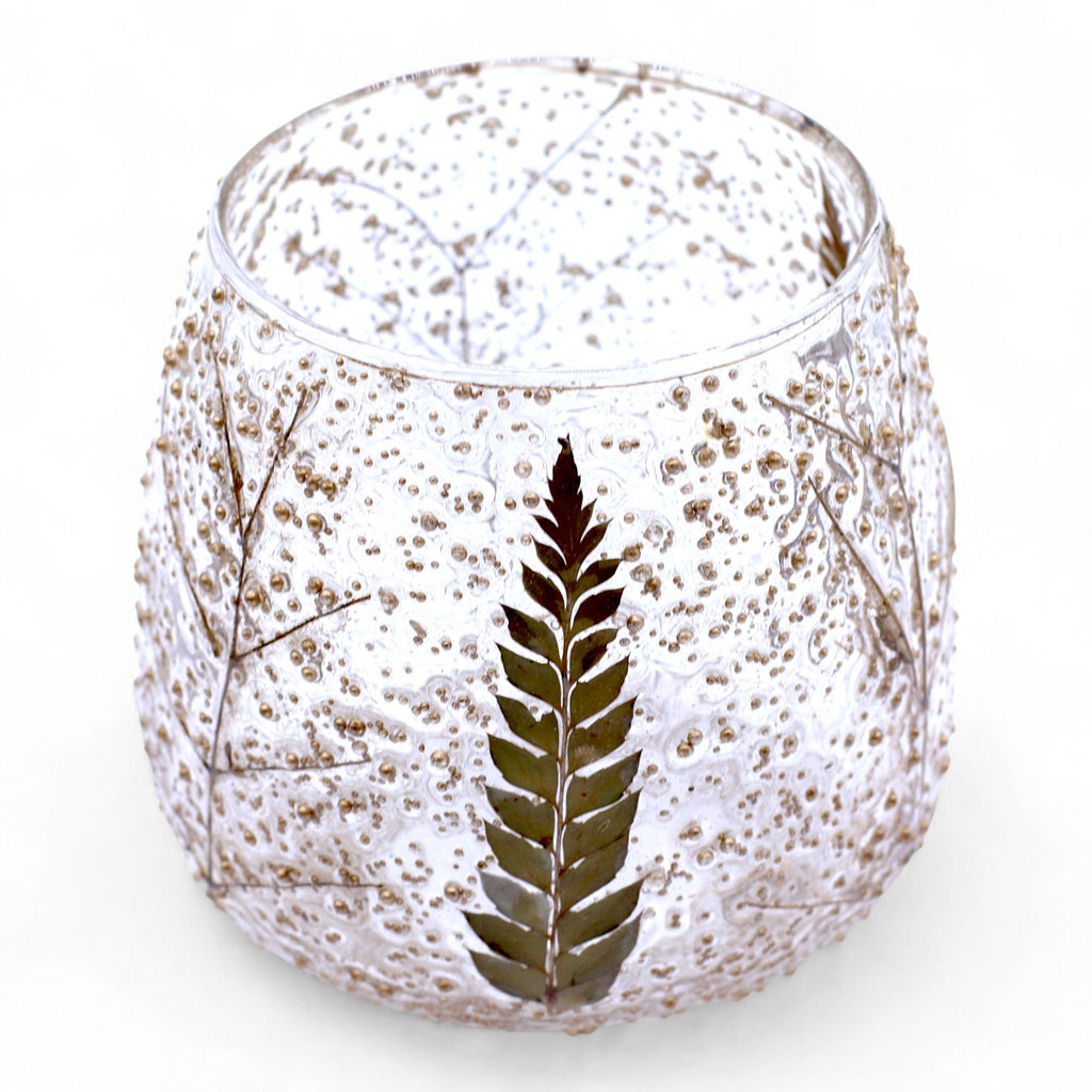 Natural Floral Glass Candle Holder Pino for Home Decor 10x9cm