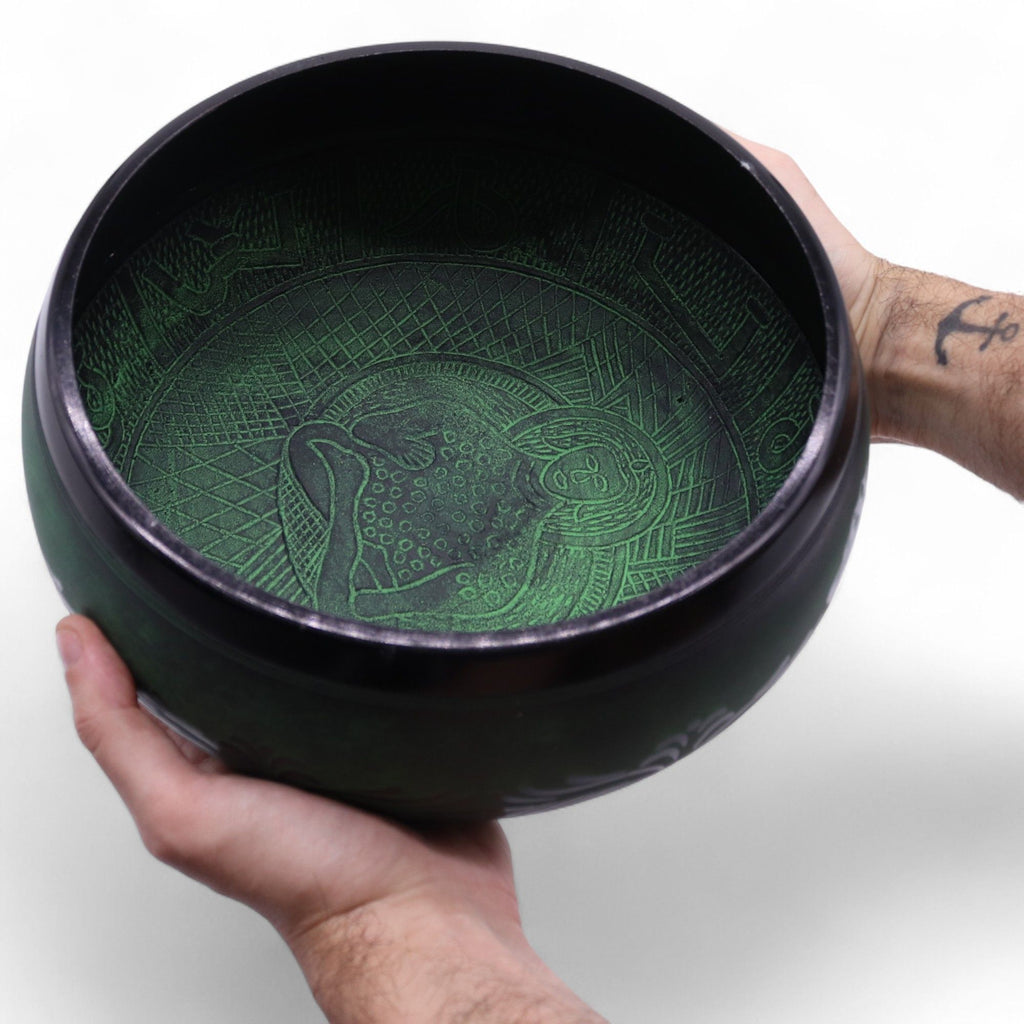 Extra Loud Mushroom Singing Bowl in Moss Green for Meditation