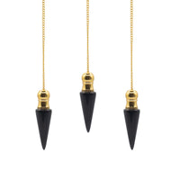 Secret Cavity Discovery of Truth Pendulum - Black Agate - Gold Plated