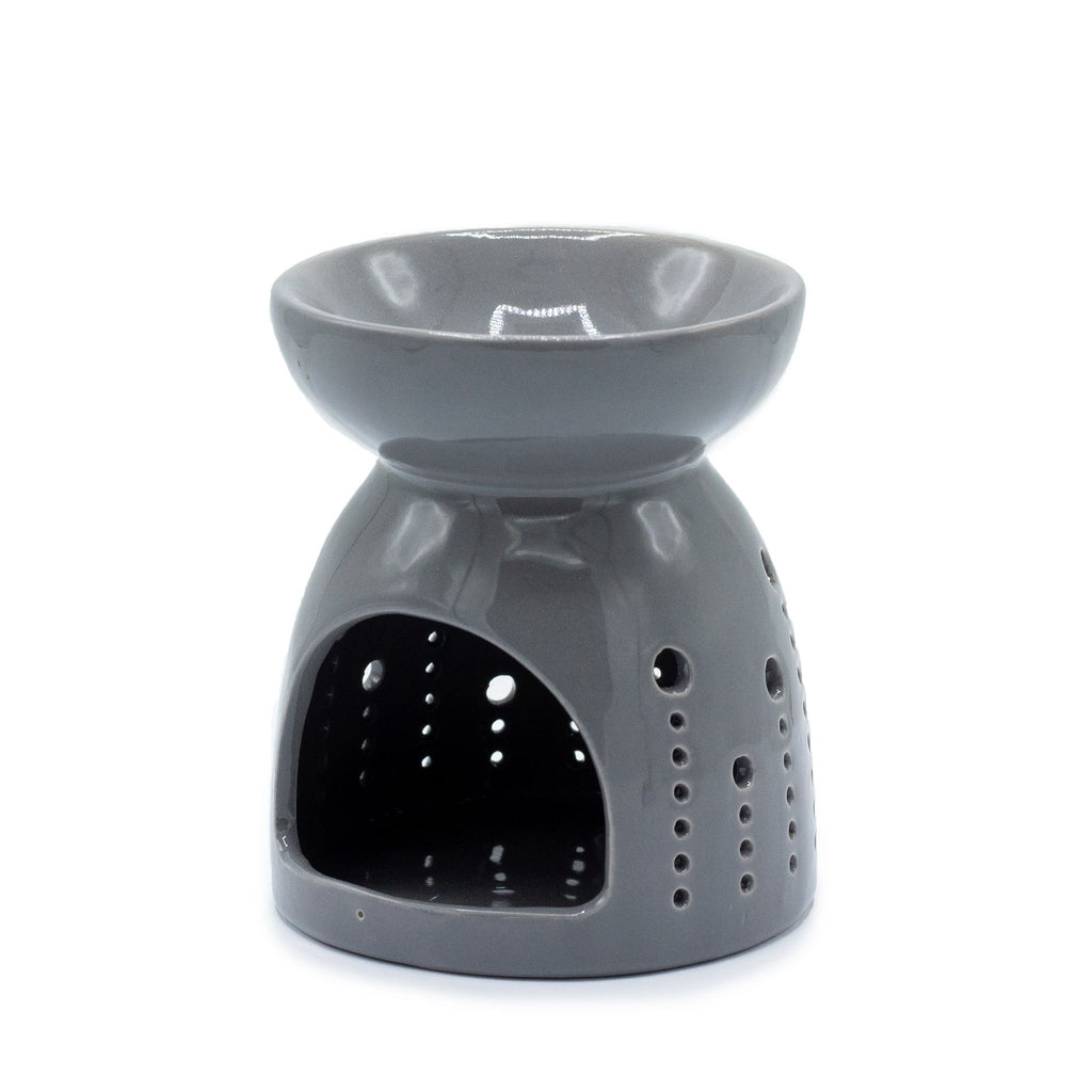 Classic Grey Oil Burner with Bubbles Cutout for Home Fragrance