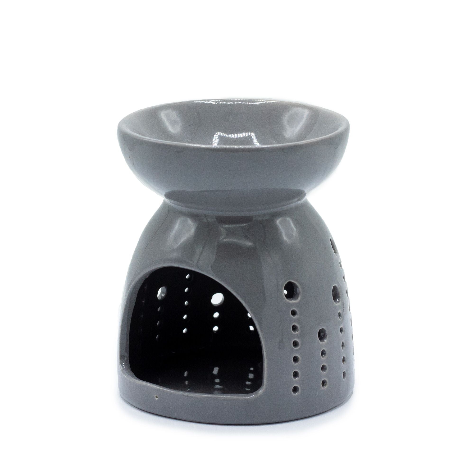 Classic Grey Oil Burner with Bubbles Cutout for Home Fragrance