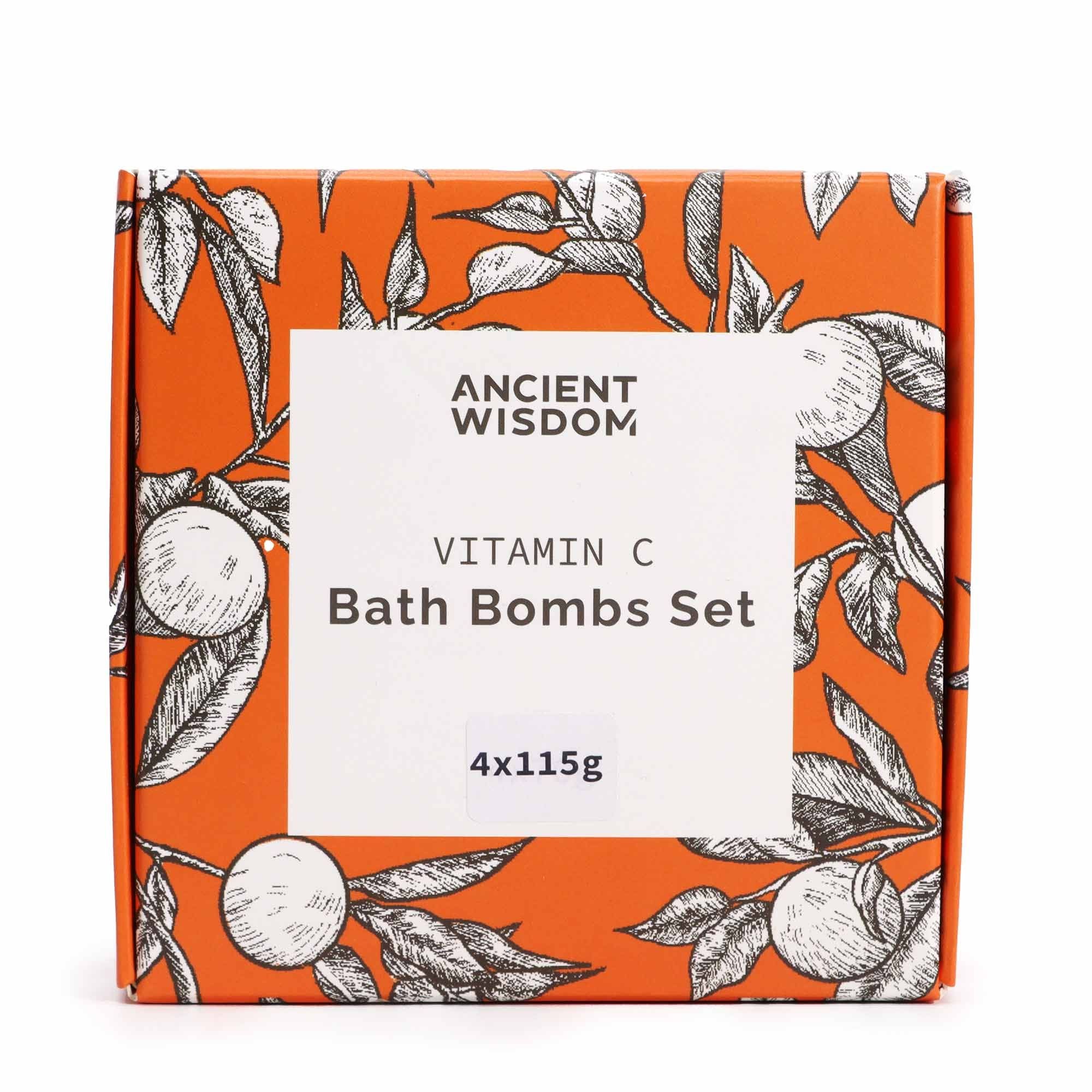 Set of 4 Vitamin C Bath Bombs for Aromatherapy and Relaxation
