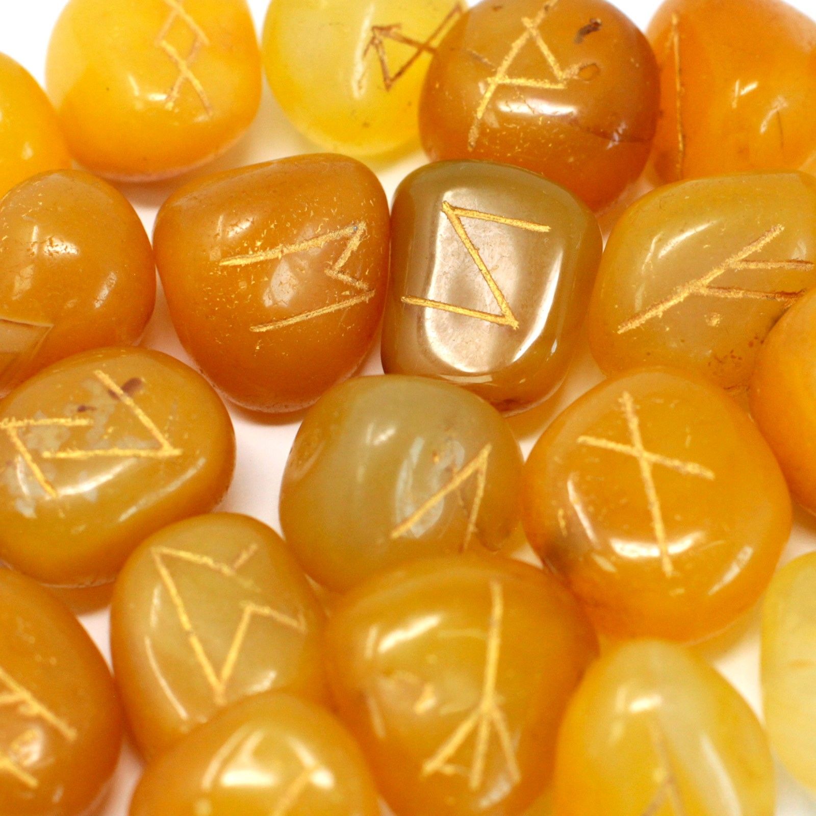 Runes Stone Set in Pouch of Yellow Onyx for Divination Insights