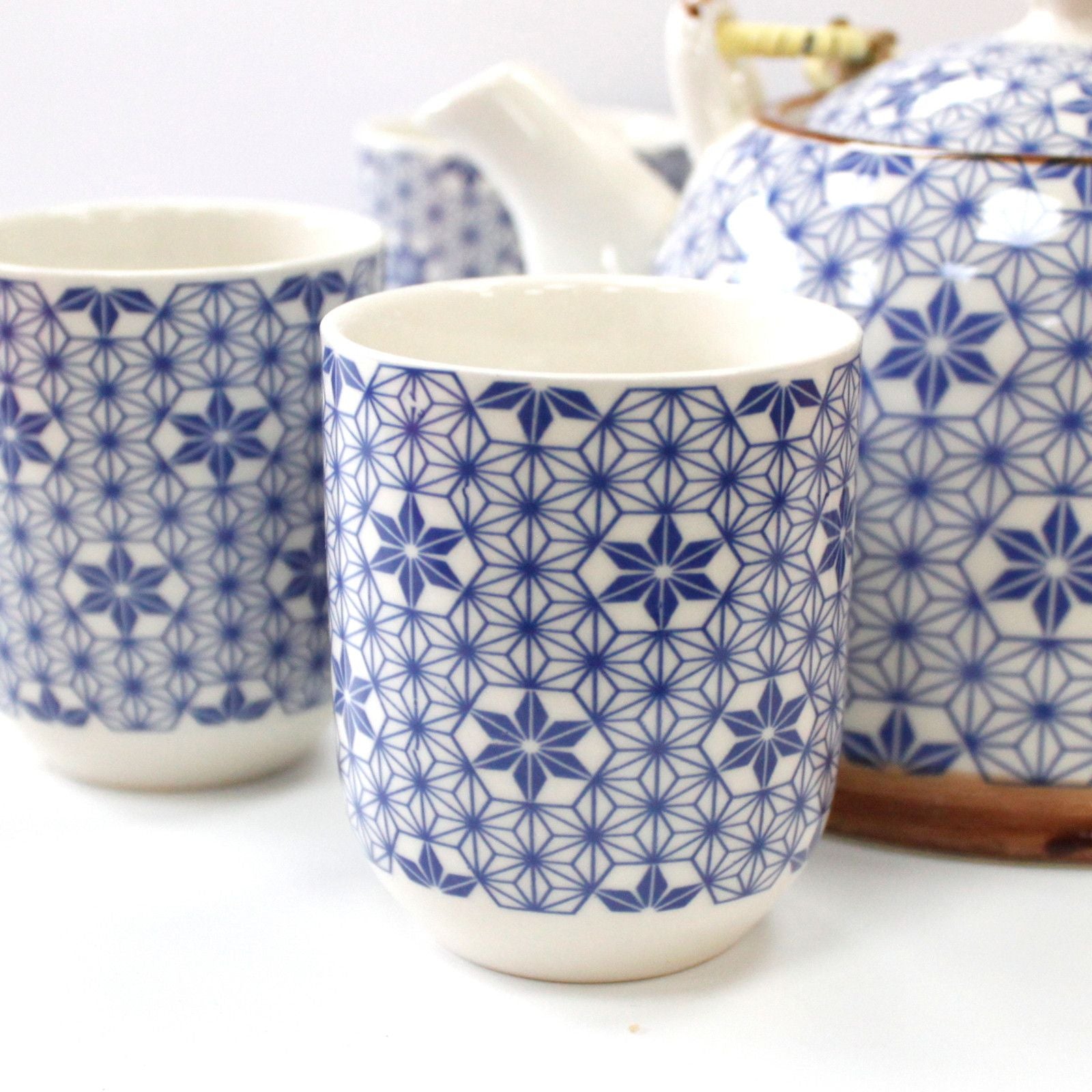 Herbal Teapot Set Blue Star with Cups for Tea Lovers Gifts