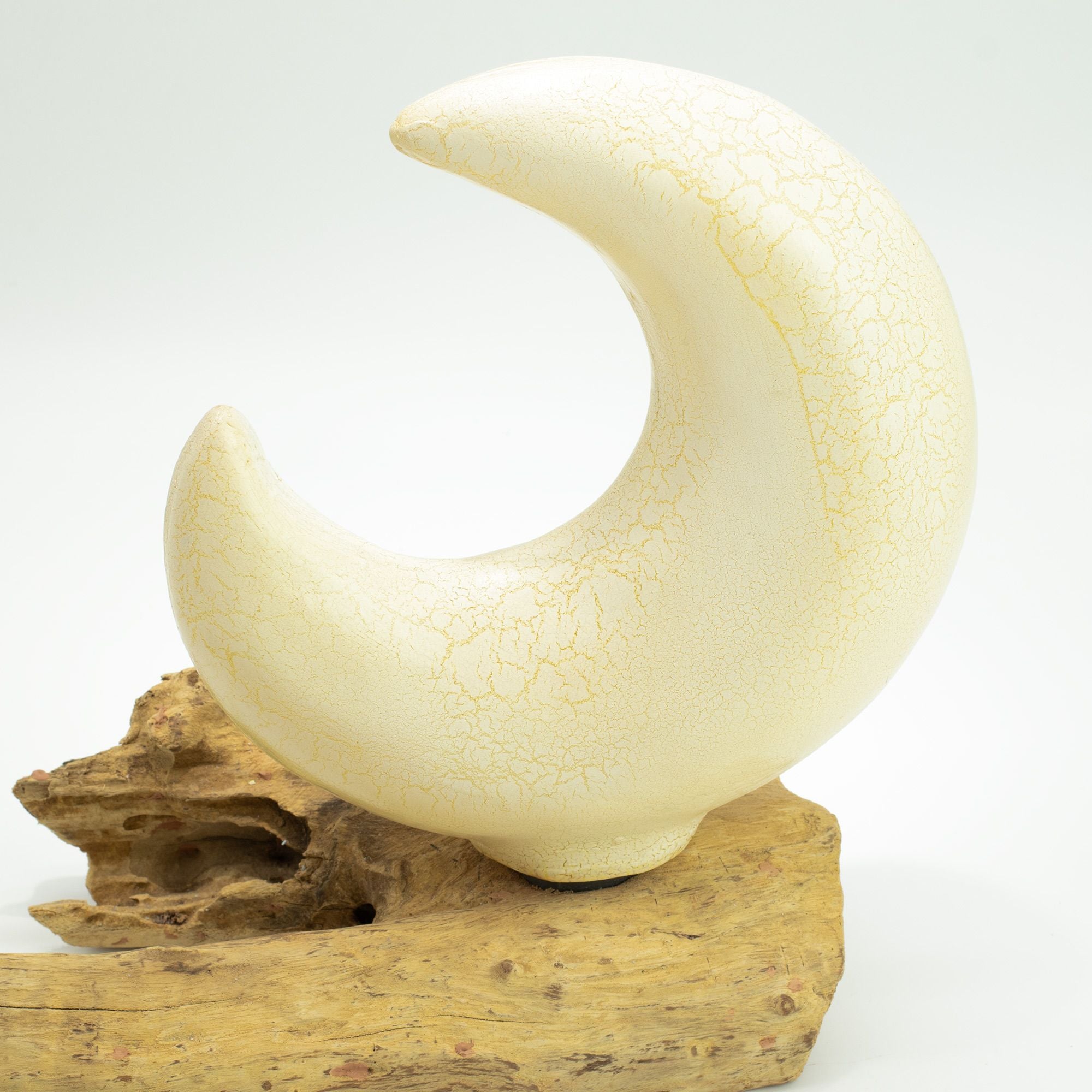 DriftGlow Lamp with Crackle Half Moon Shade in Grey Design