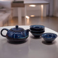 Herbal Blues Teapot Set with Beautiful Pot and Four Matching Cups