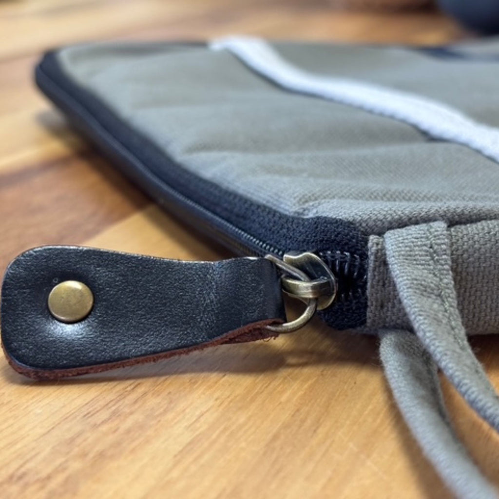 Canvas Travel Laptop Pouch in Olive for Easy On the Go Use