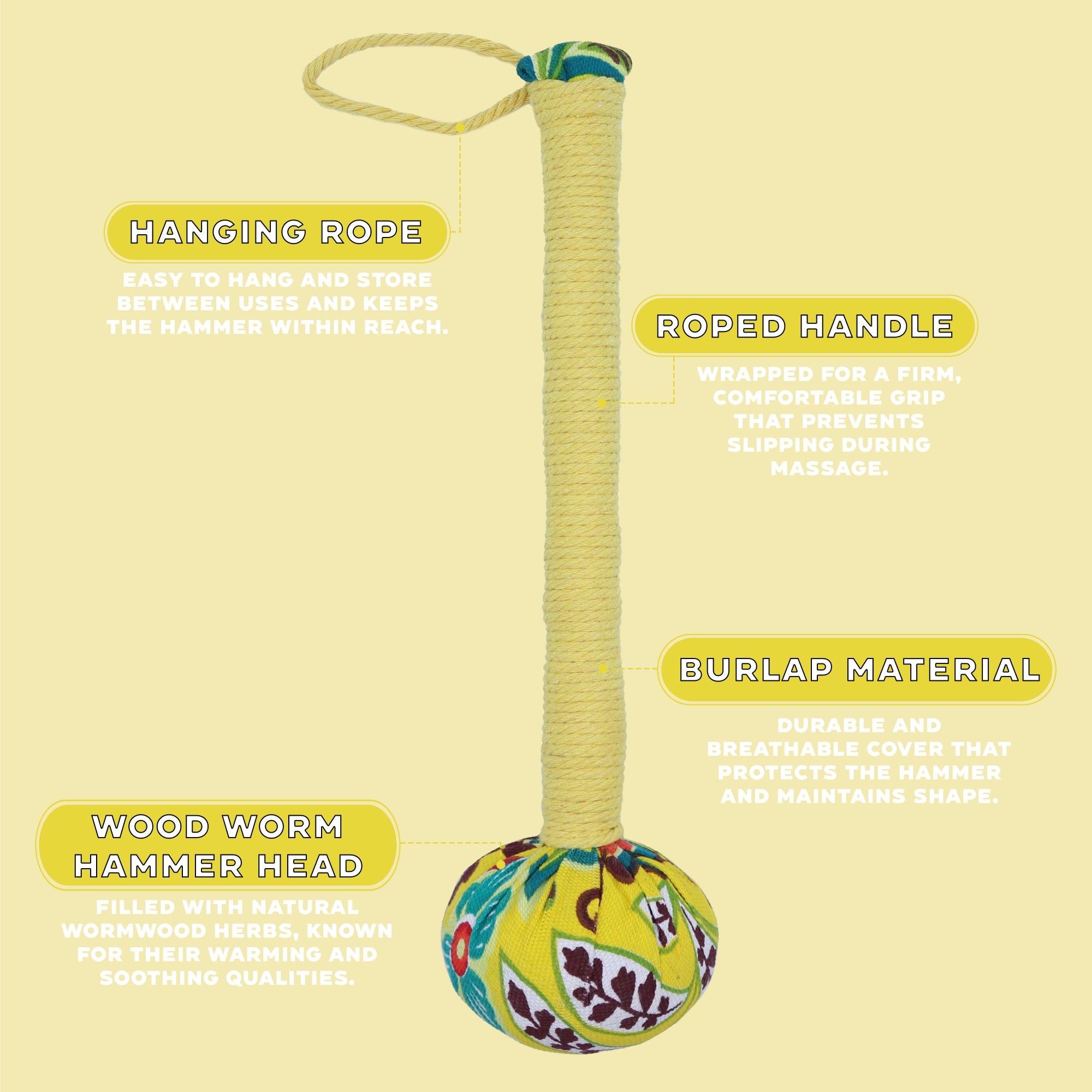 Wormwood Massage Hammer Lemon for Self Care and Muscle Comfort