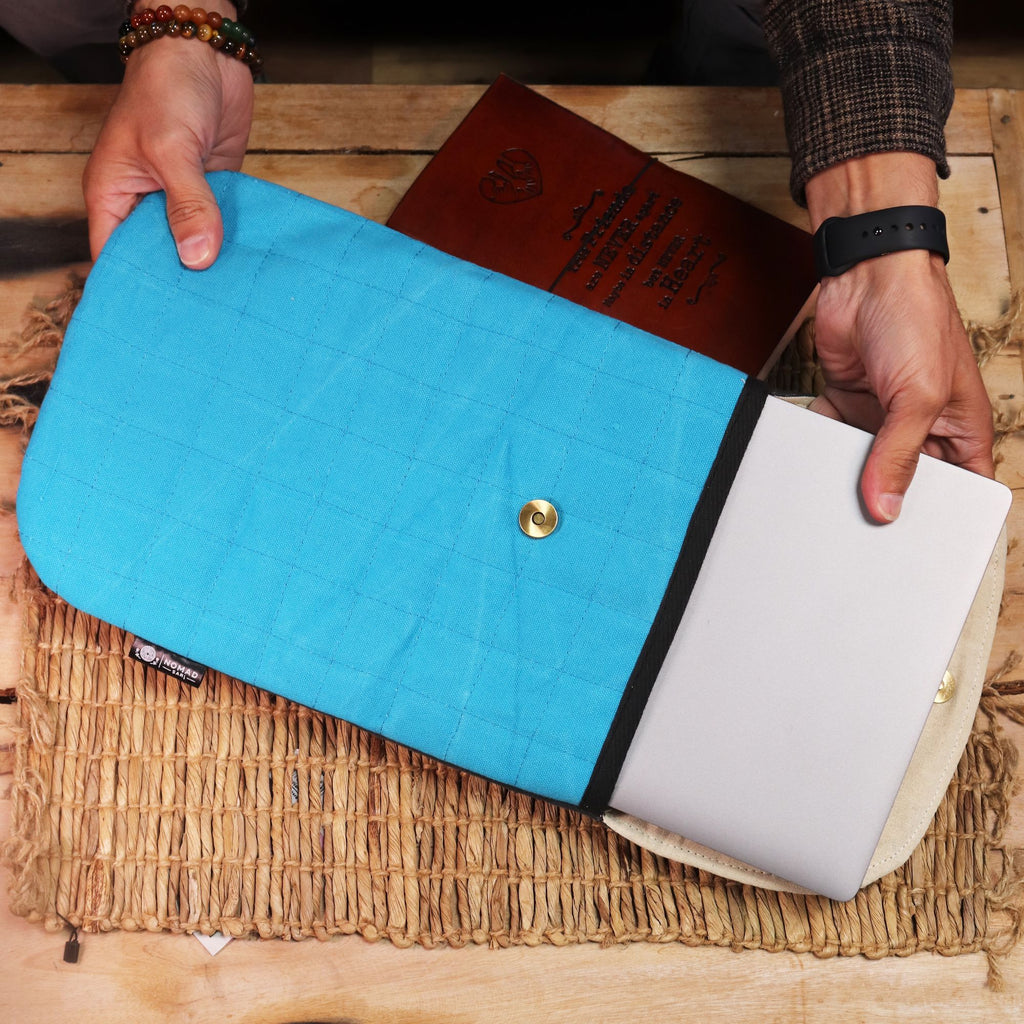 13 Inch Laptop Padded Pouch in Crazy Yellow with Magnetic Closure
