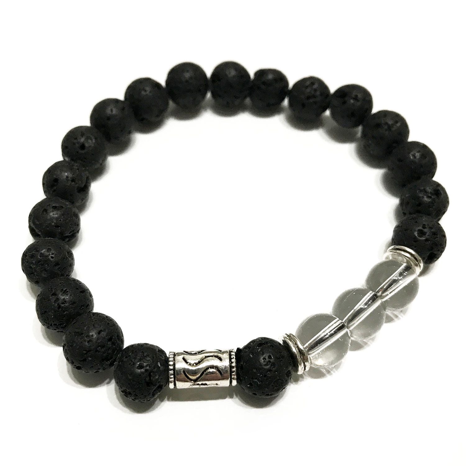 Lava Stone Bracelet with Tribal Rock Quartz Aromatherapy Diffuser