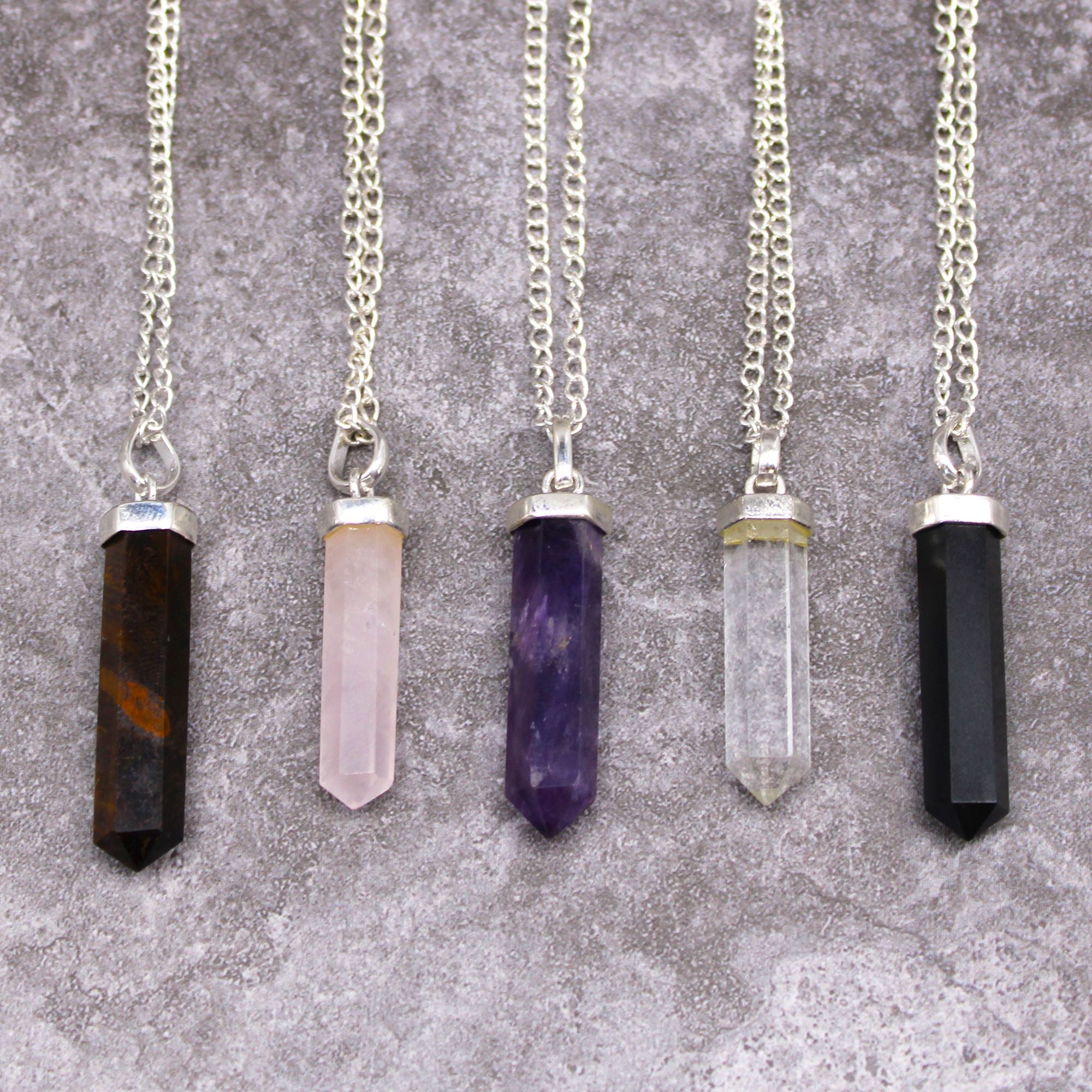 Gemstone Classic Point Pendant with Black Agate Design