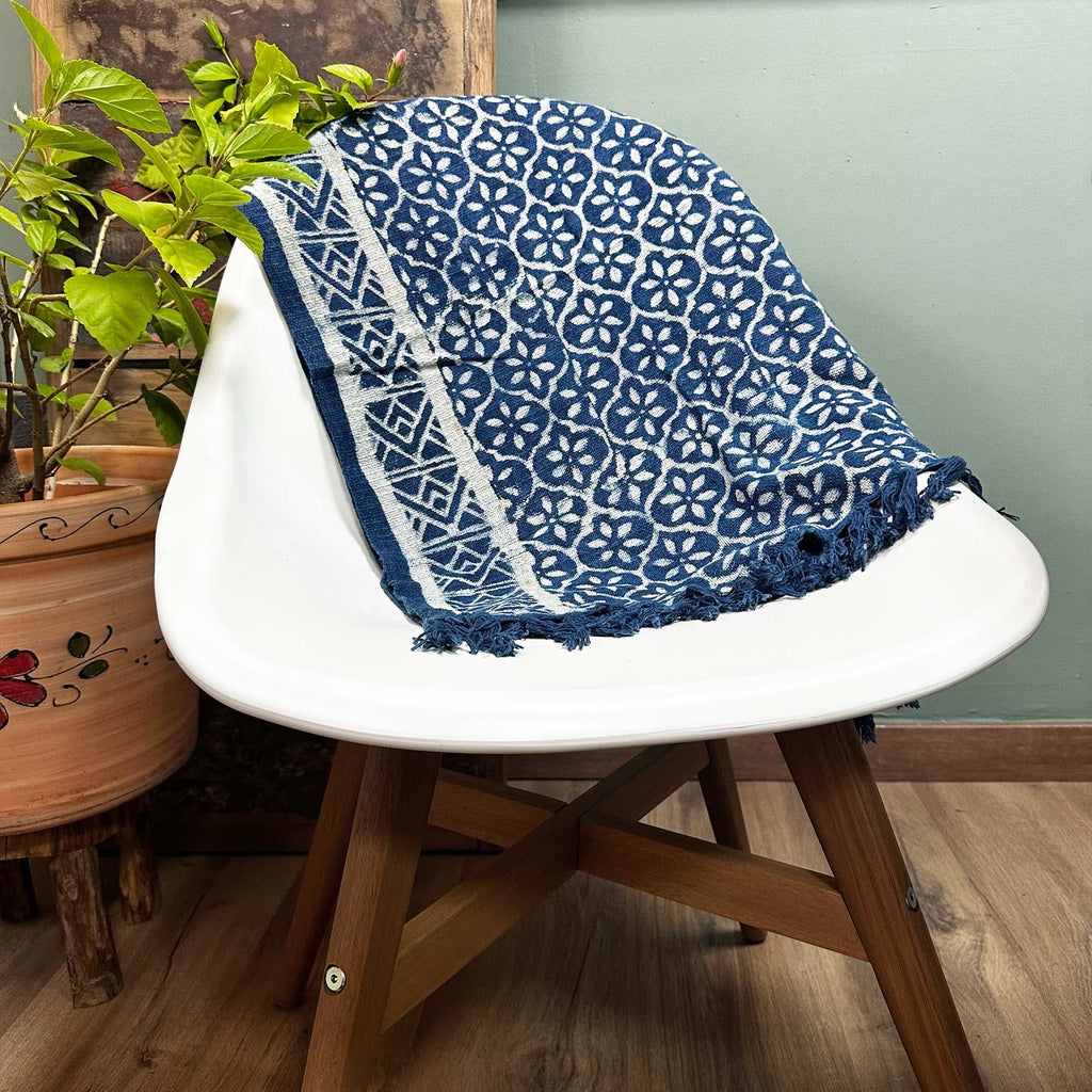 Handmade Indigo Runner 170x60cm with Madjid Tiles Design Artistry