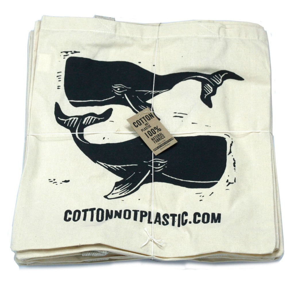 Eco Friendly Large Cotton Bag 6oz with Whales Design for Shopping