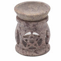 Small Soapstone Oil Burner 8cm with Three Moon Pentagon Design
