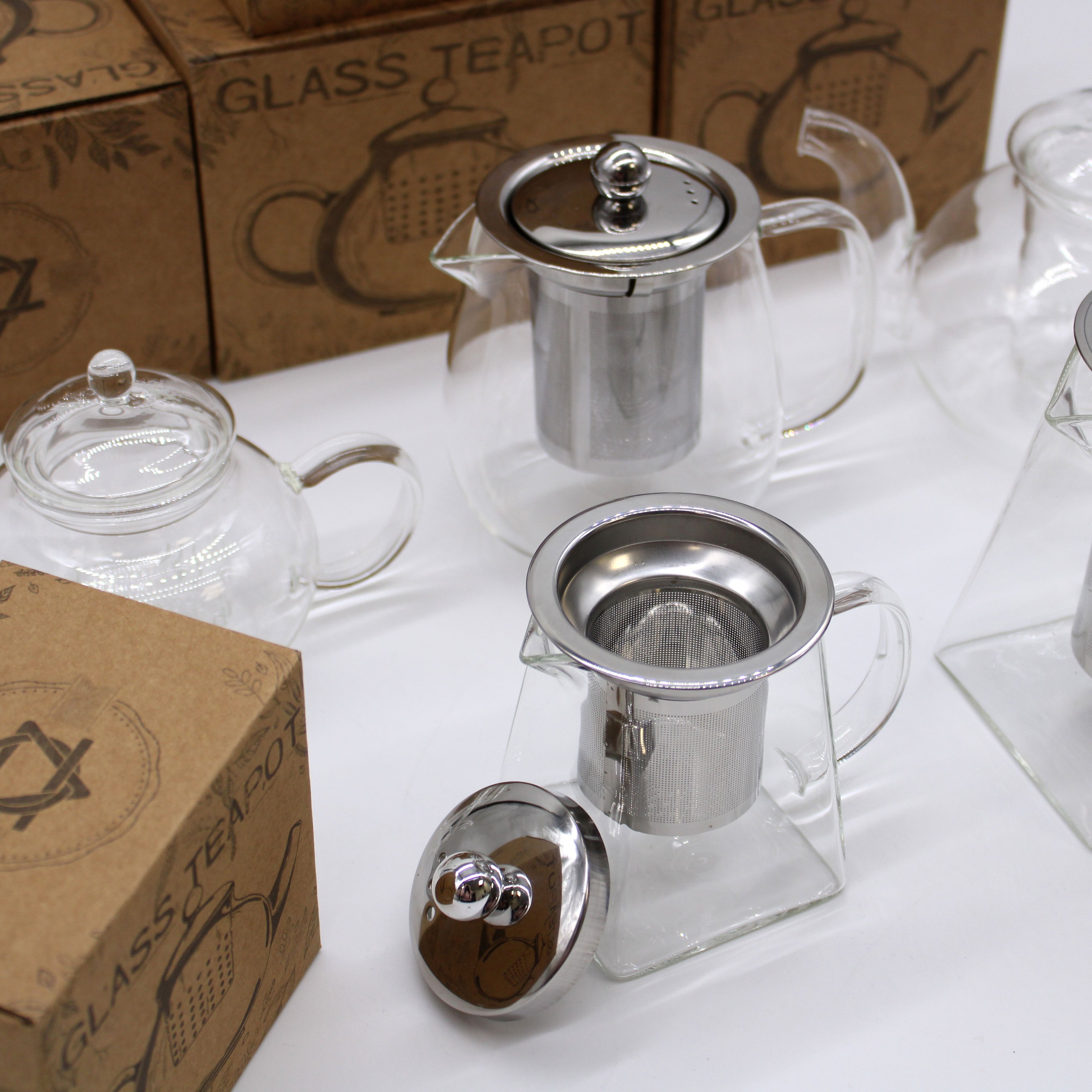 Glass Infuser Teapot Round Pearl Design 800ml Capacity
