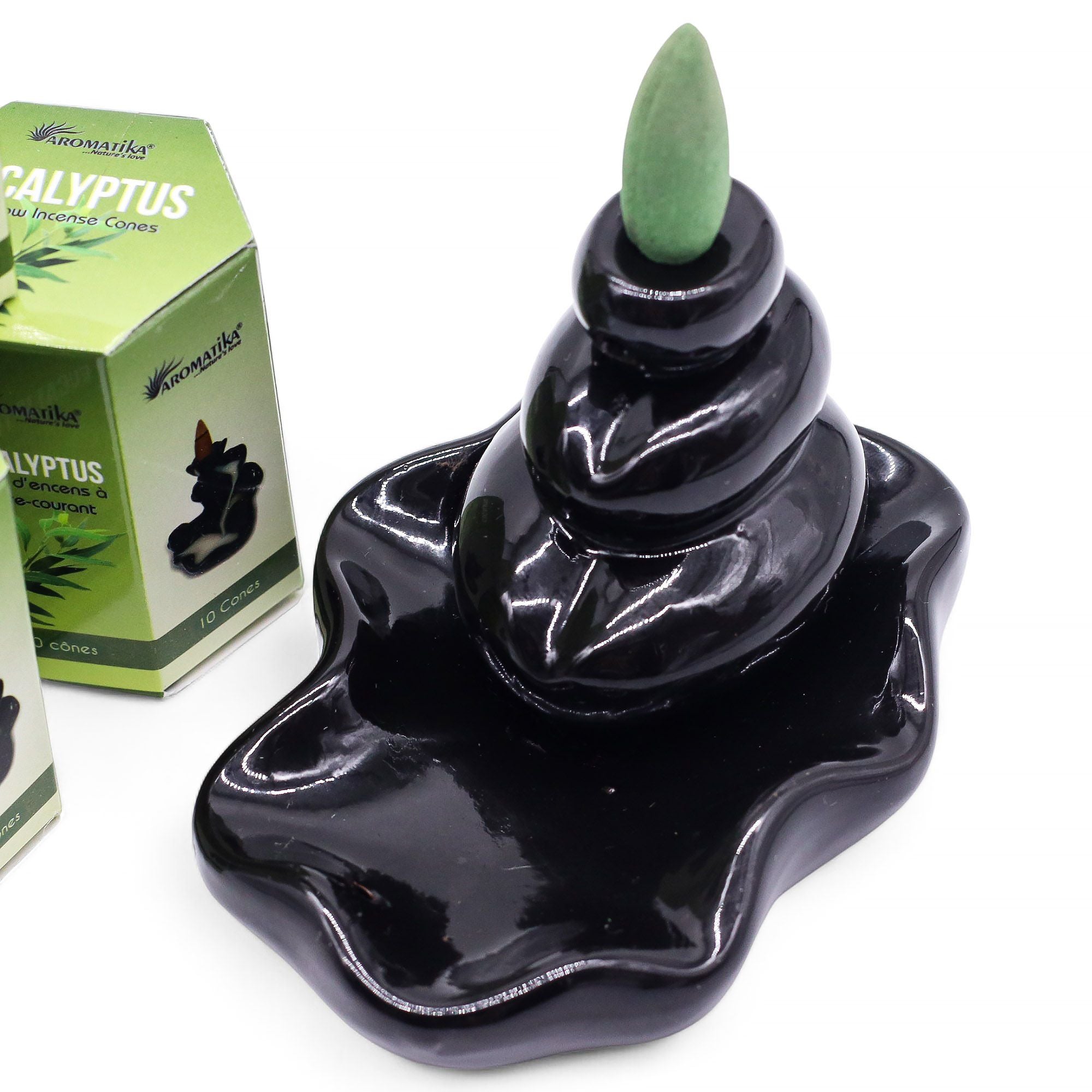 Pack of 10 Eucalyptus Masala Backflow Incense Cones for Relaxation