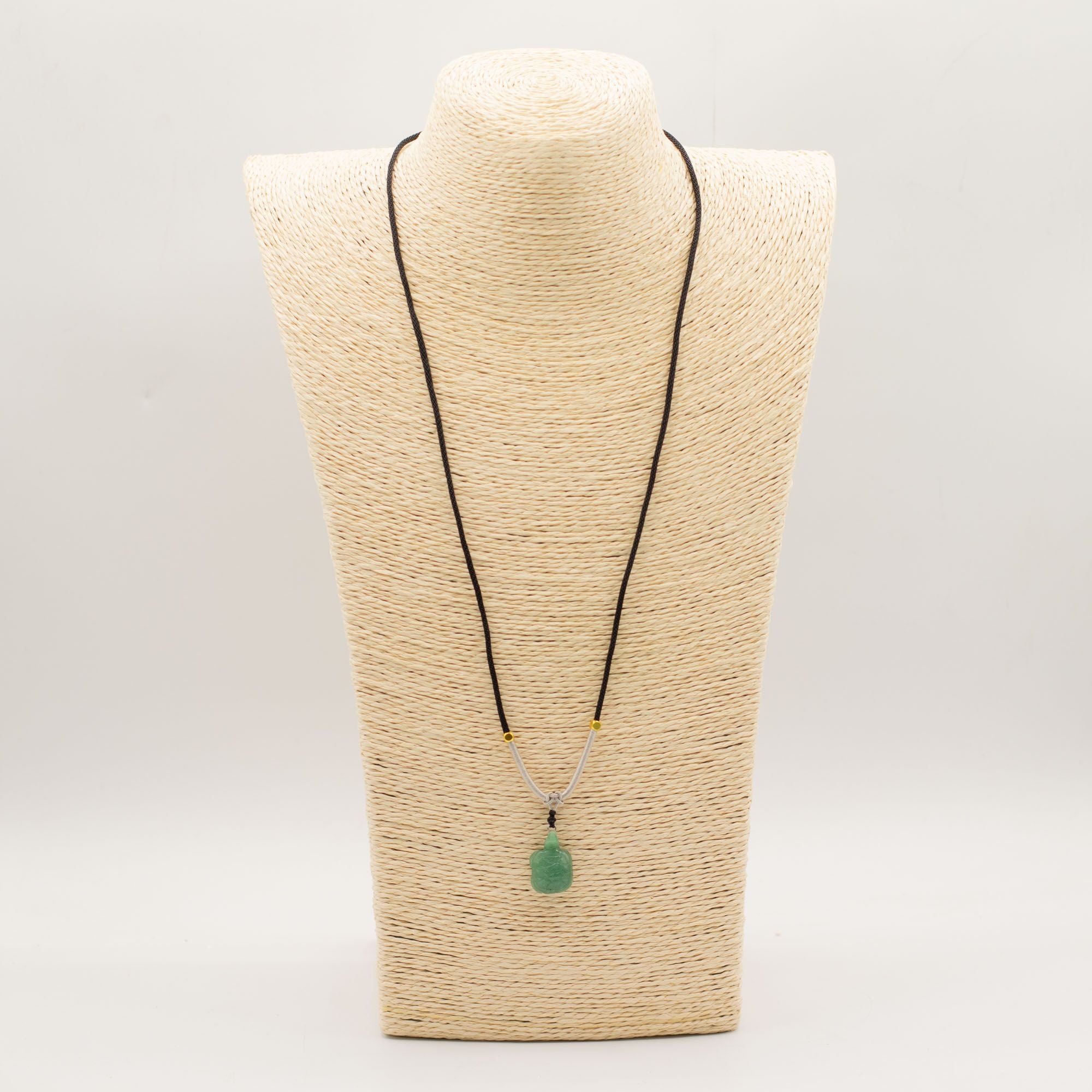 Cord Necklace Gemstone Pendant - Jade Turtle