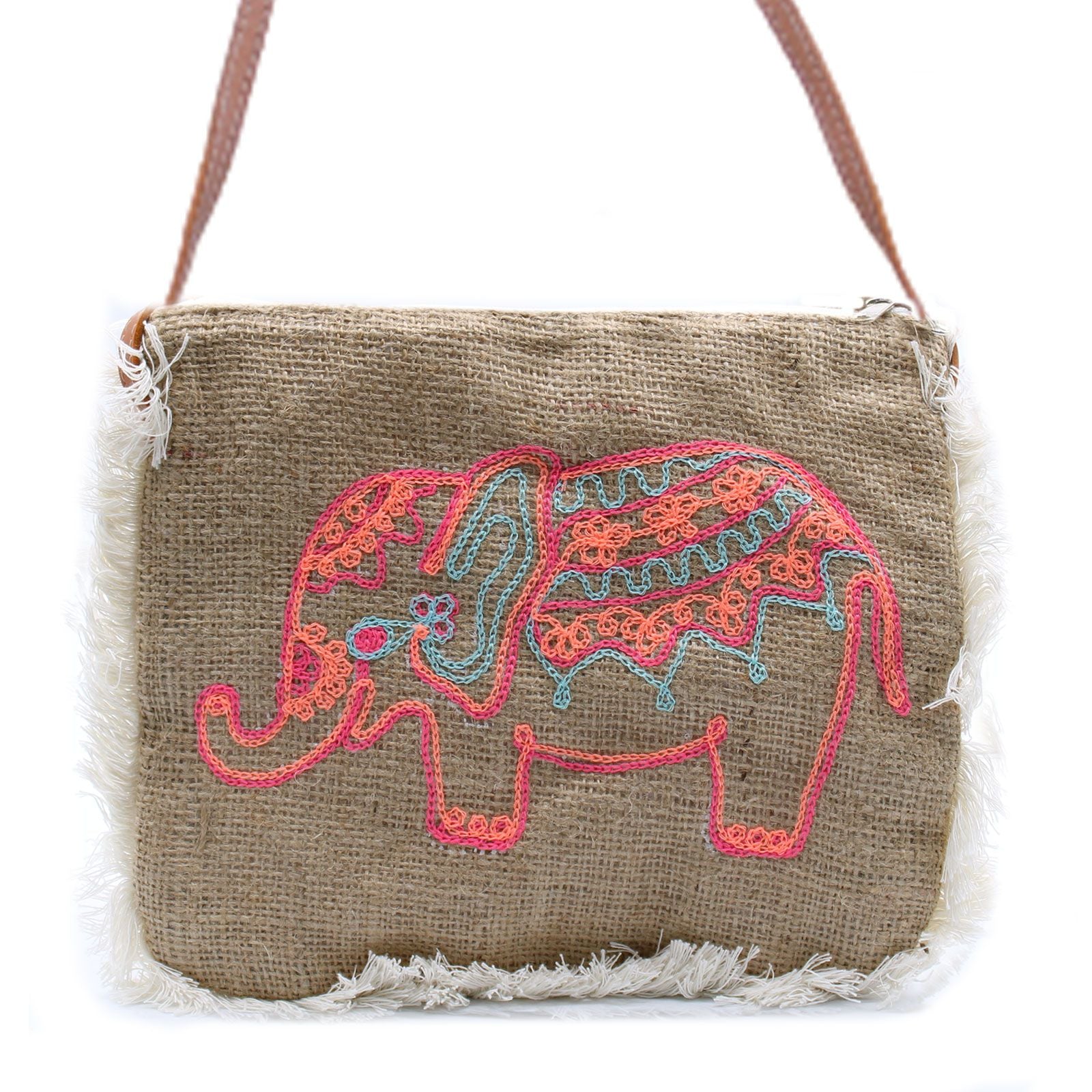 Fab Fringe Bag with Elephant Embroidery for Stylish Carrying