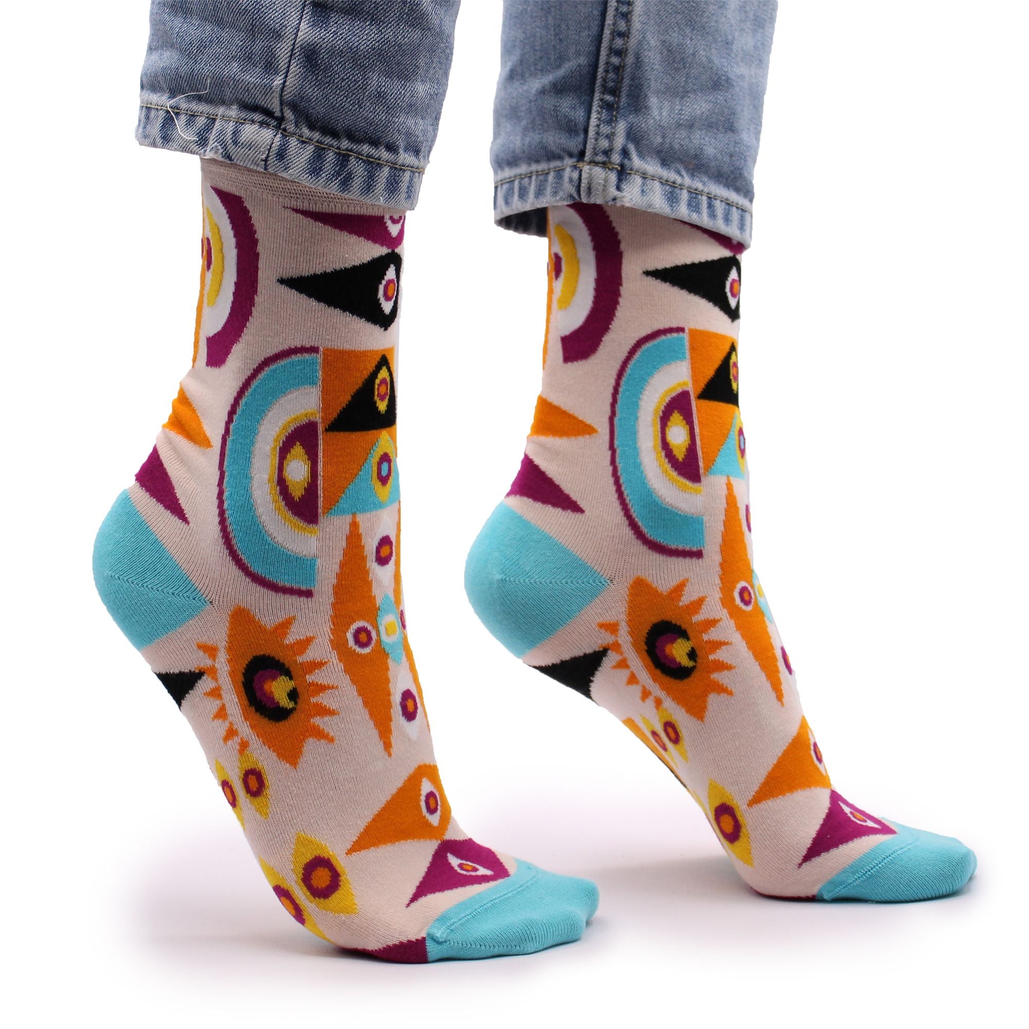 Hop Hare Bamboo Socks S/M in Psychedelic Evil Eye Pattern Design