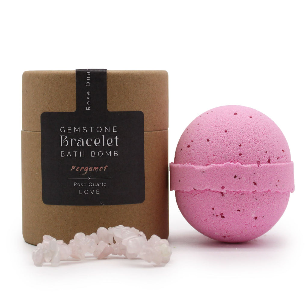 Rose Quartz Gem Bracelet Bath Bomb with Bergamot Fragrance
