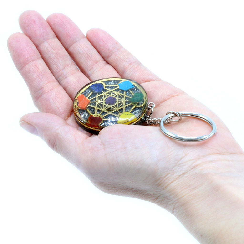 Orgonite Power Keyring Round Seven Chakra for Daily Use and Style