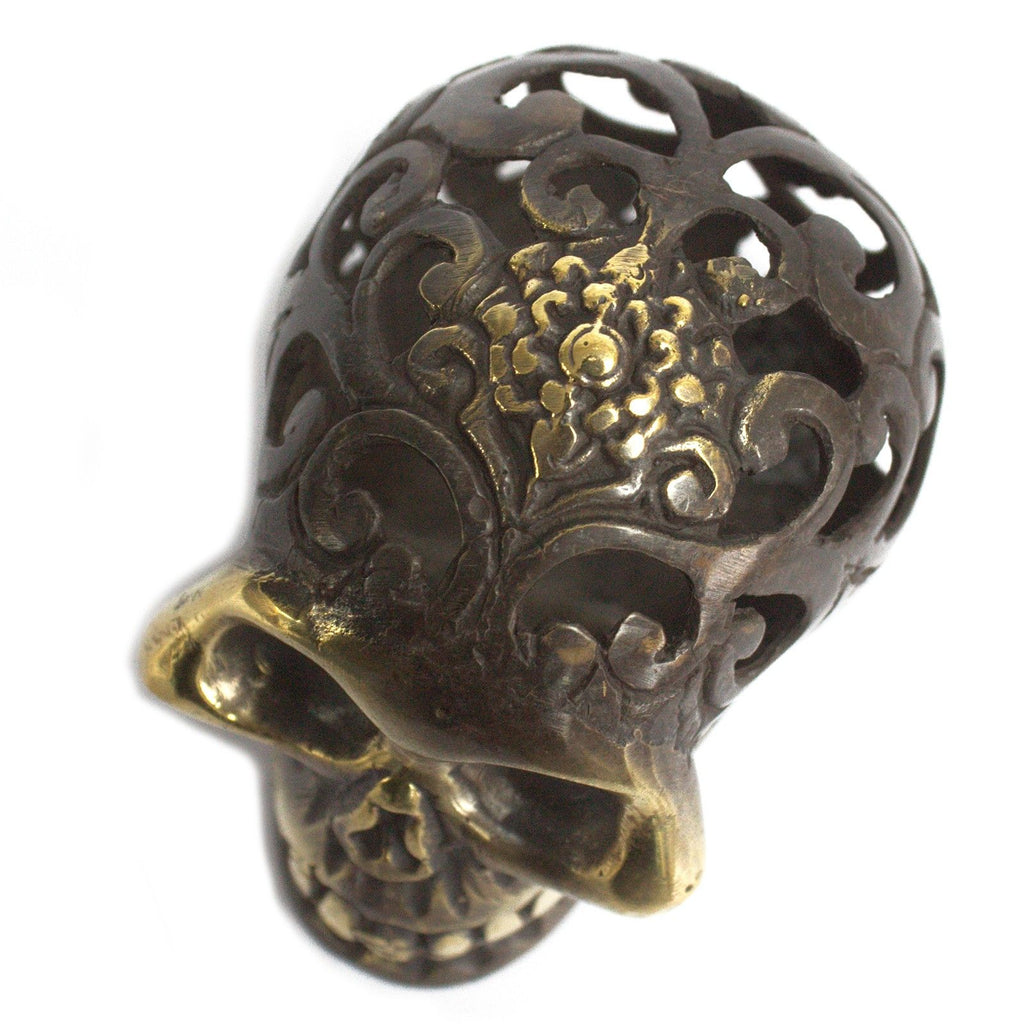 Vintage Brass Skull Large Decorative Fengshui Ornament for Home