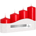Set of 4 Red Pillar Candles for Home Decor and Special Occasions