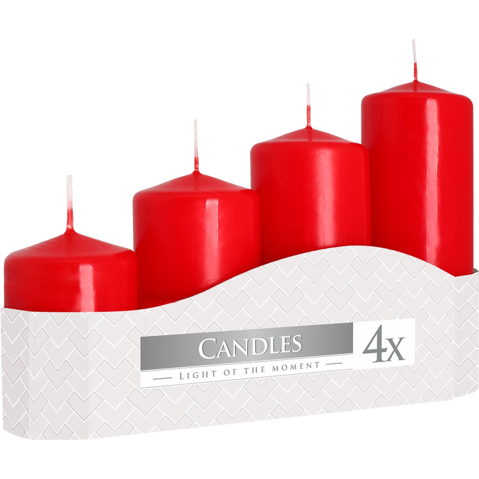 Set of 4 Red Pillar Candles for Home Decor and Special Occasions