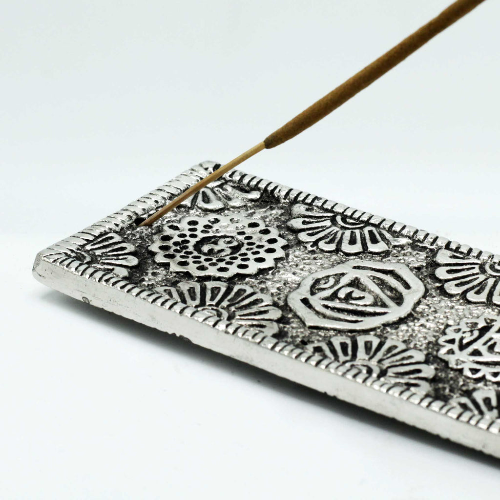 Polished Aluminium Chakra Long Incense Holder for Home Decor