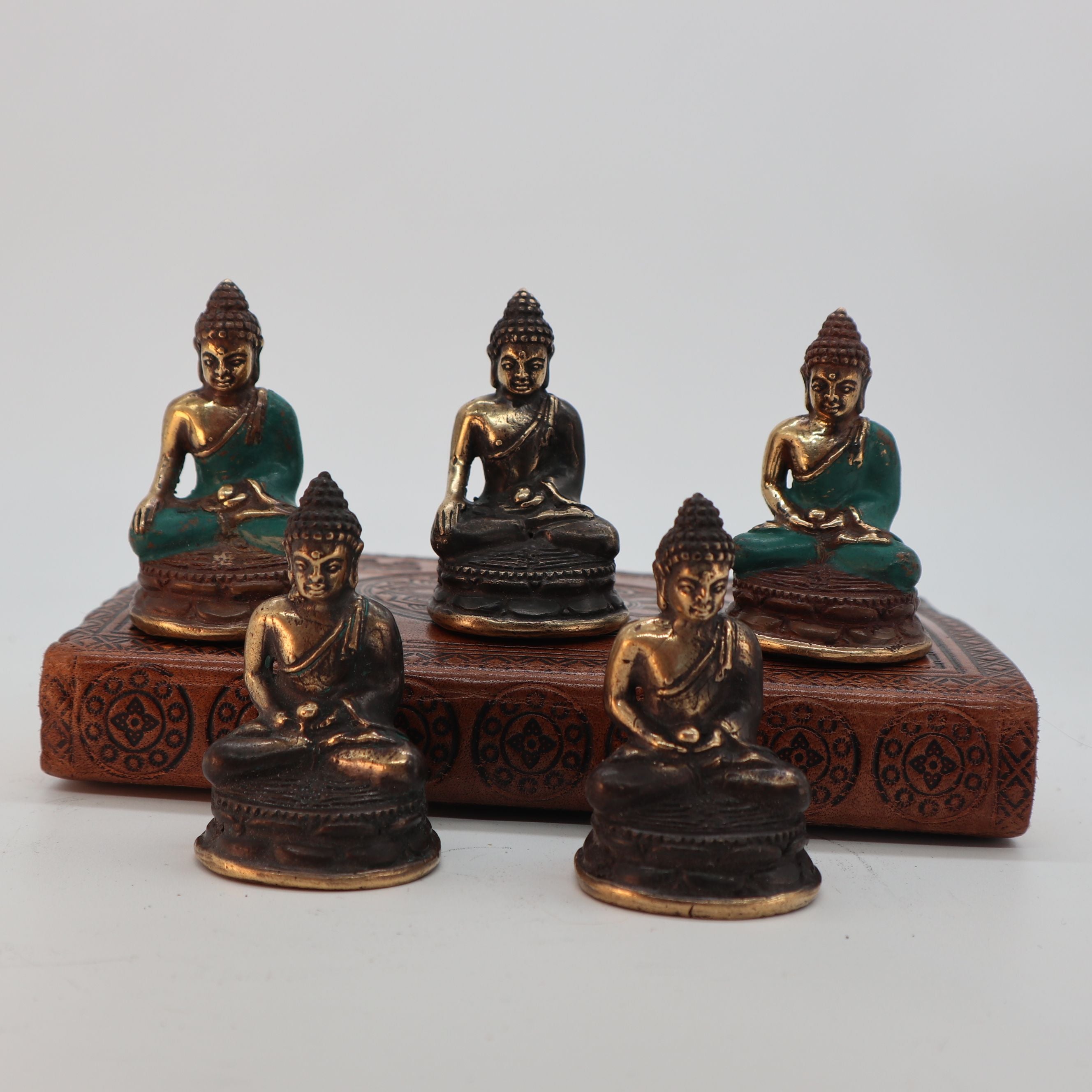 Mini Meditating Sitting Buddha Brass Fengshui for Home and Spa Decor